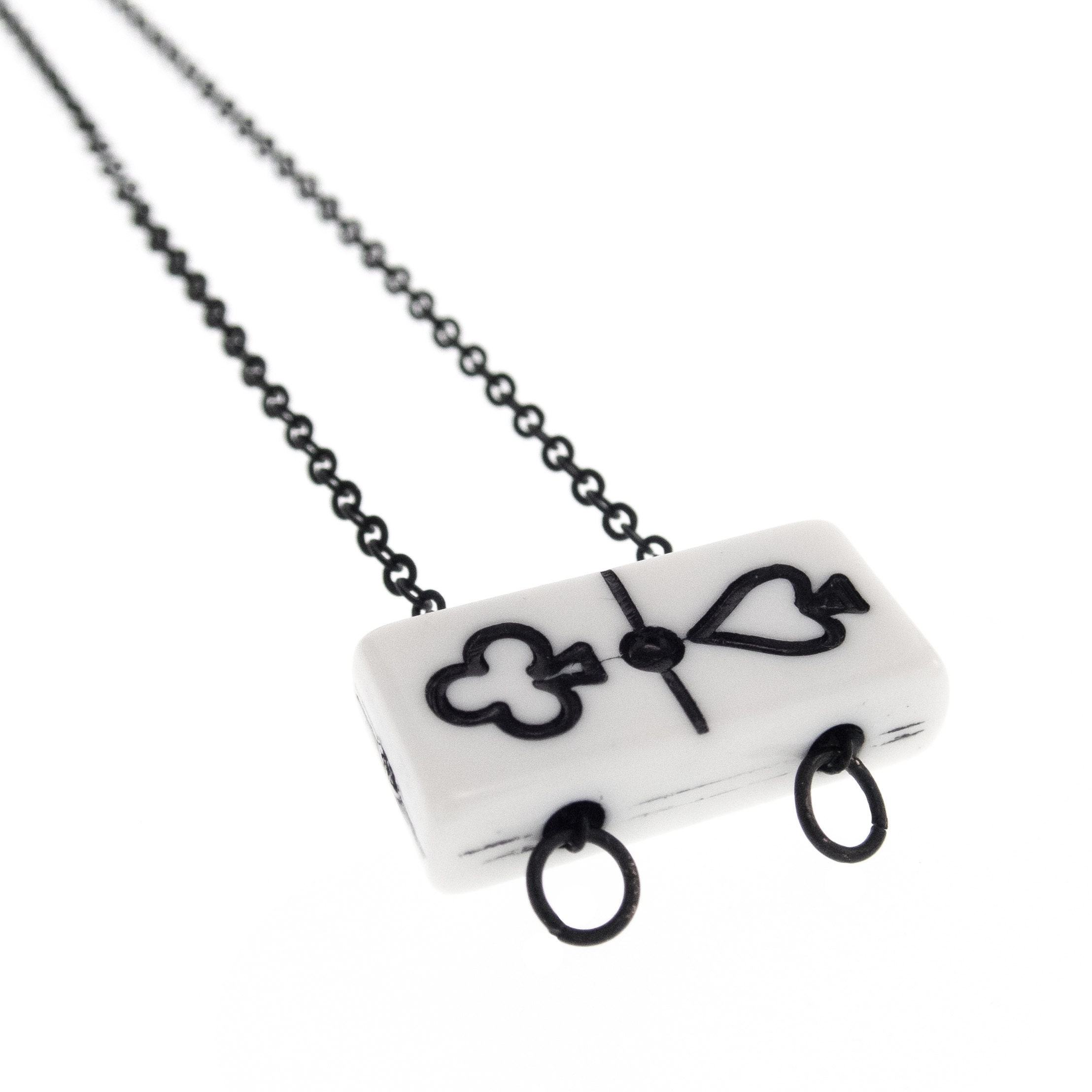 handmade domino necklace with domino tile charm