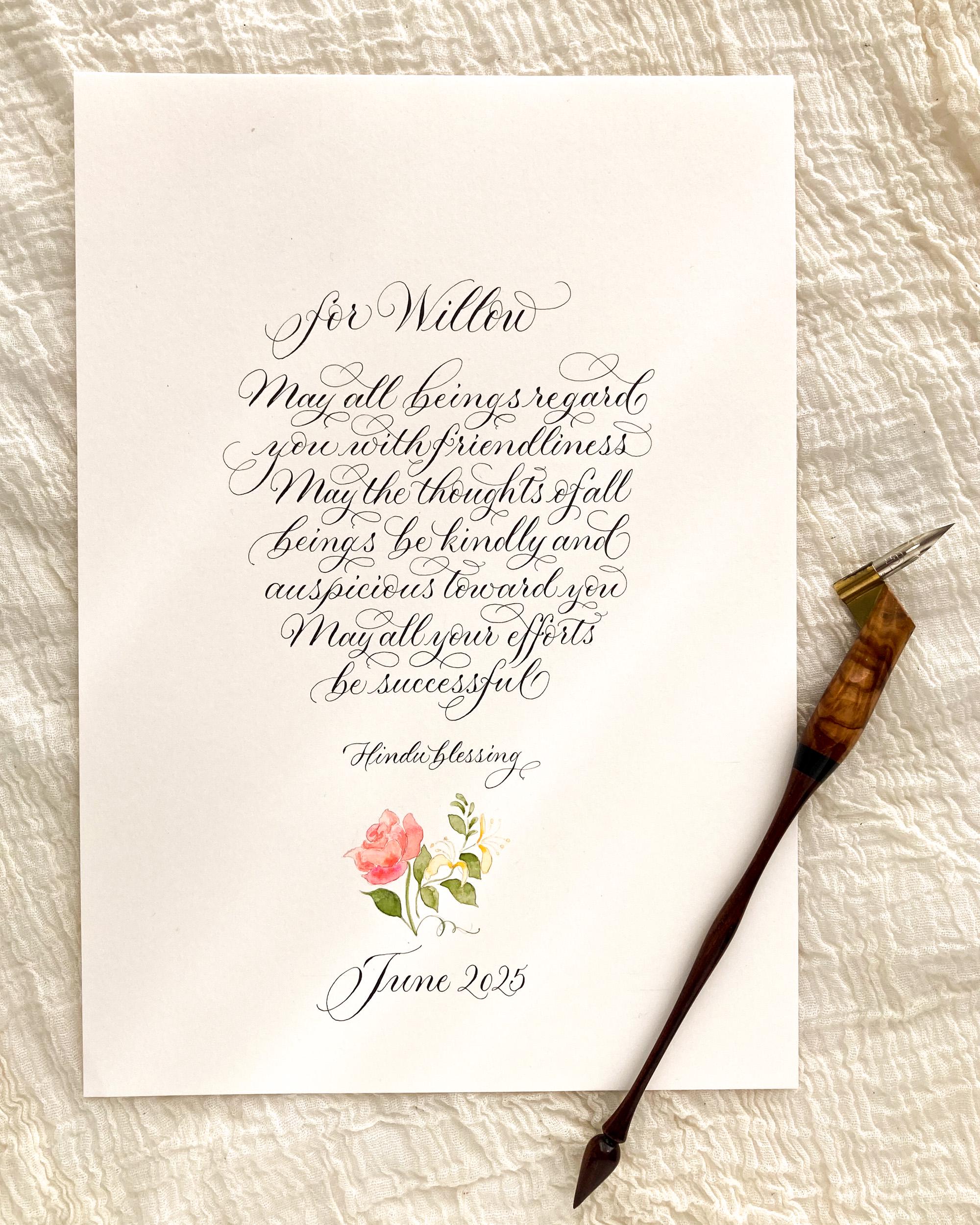 birth flower calligraphy poem gift