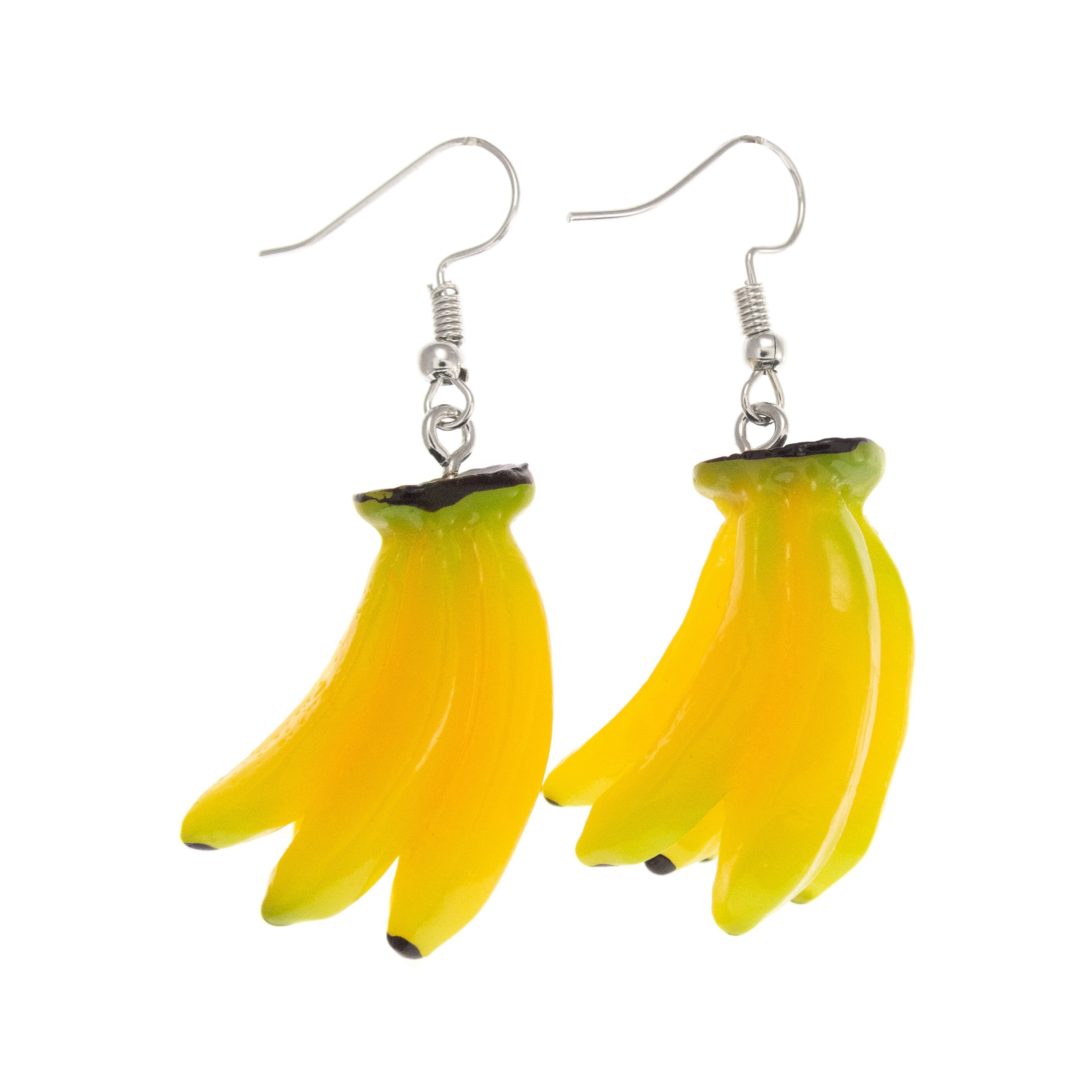 Banana Fruit Earrings Yellow. Cute Novelty Dangle Earrings