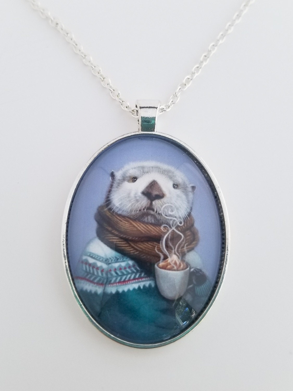 Sea Otter with Hot Cocoa Pendant