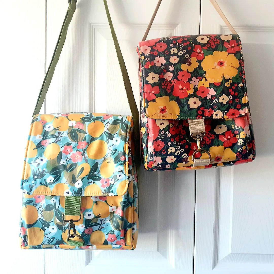 Nine to Five lunch bag sewing pattern. Wipe clean laminated cotton from Cloud 9 Fabrics