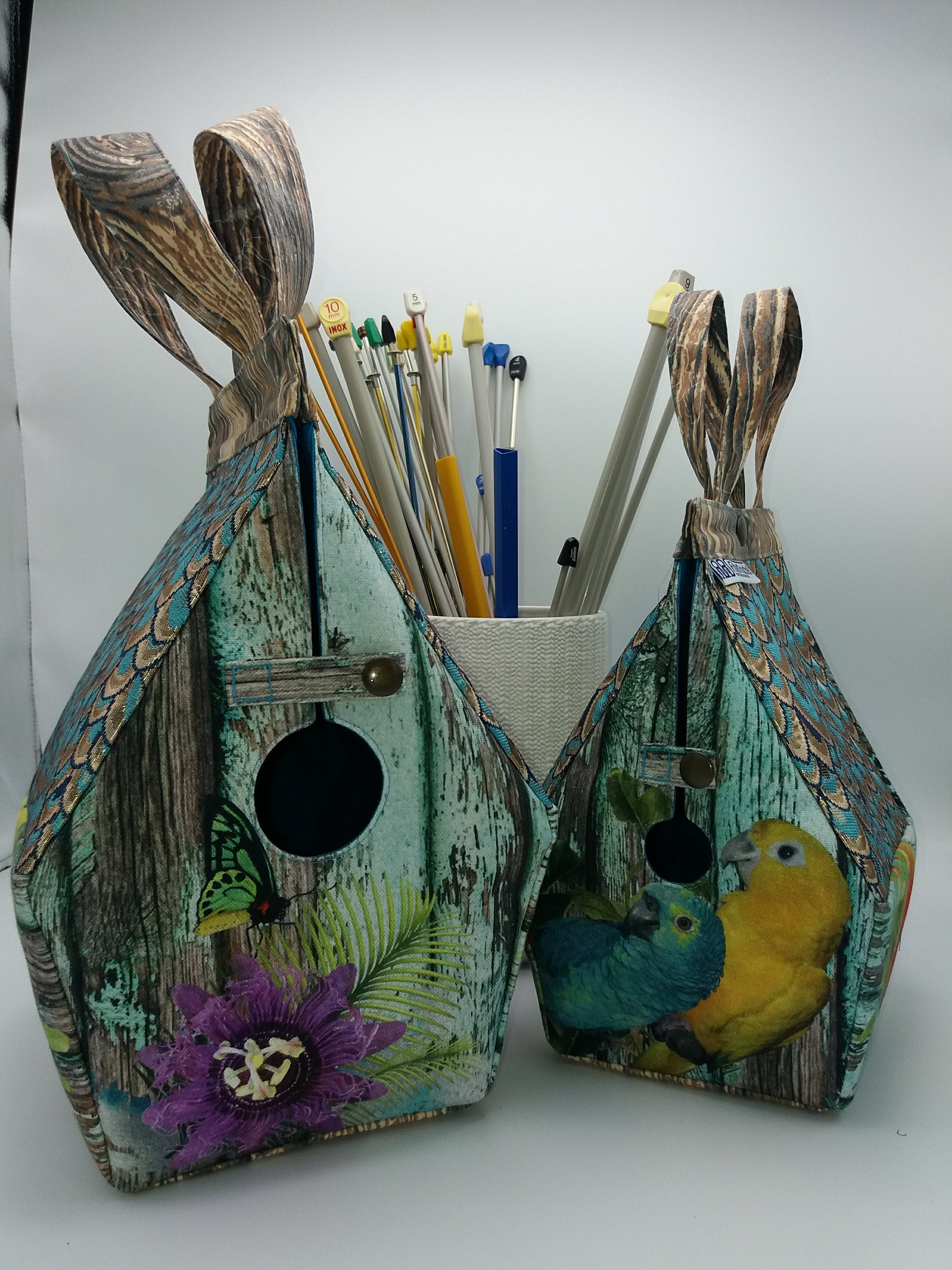 birds and peacock feather roof bag