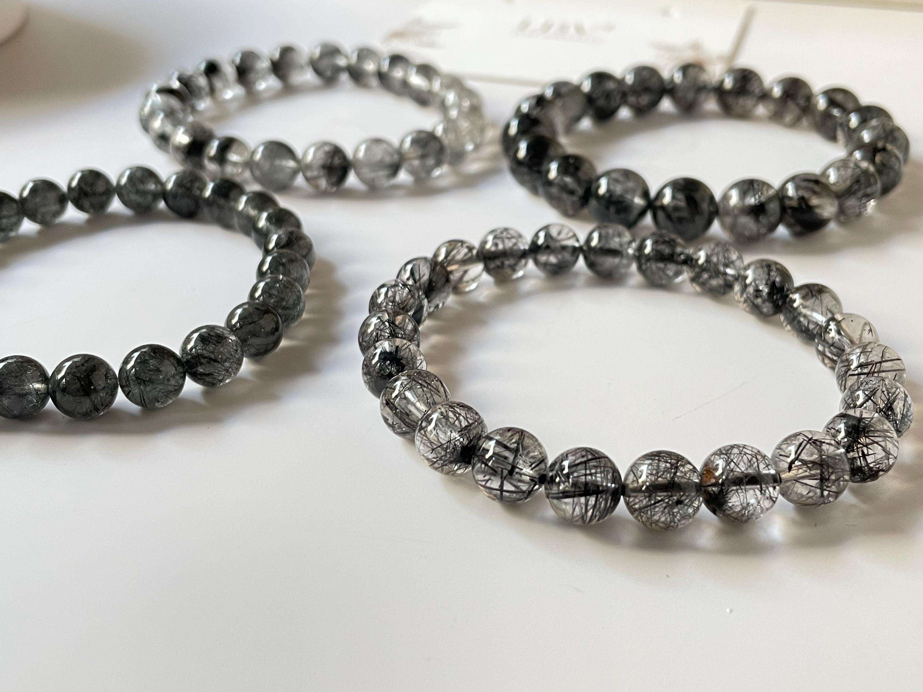 black tourmalinated quartz, black tourmaline bracelet
