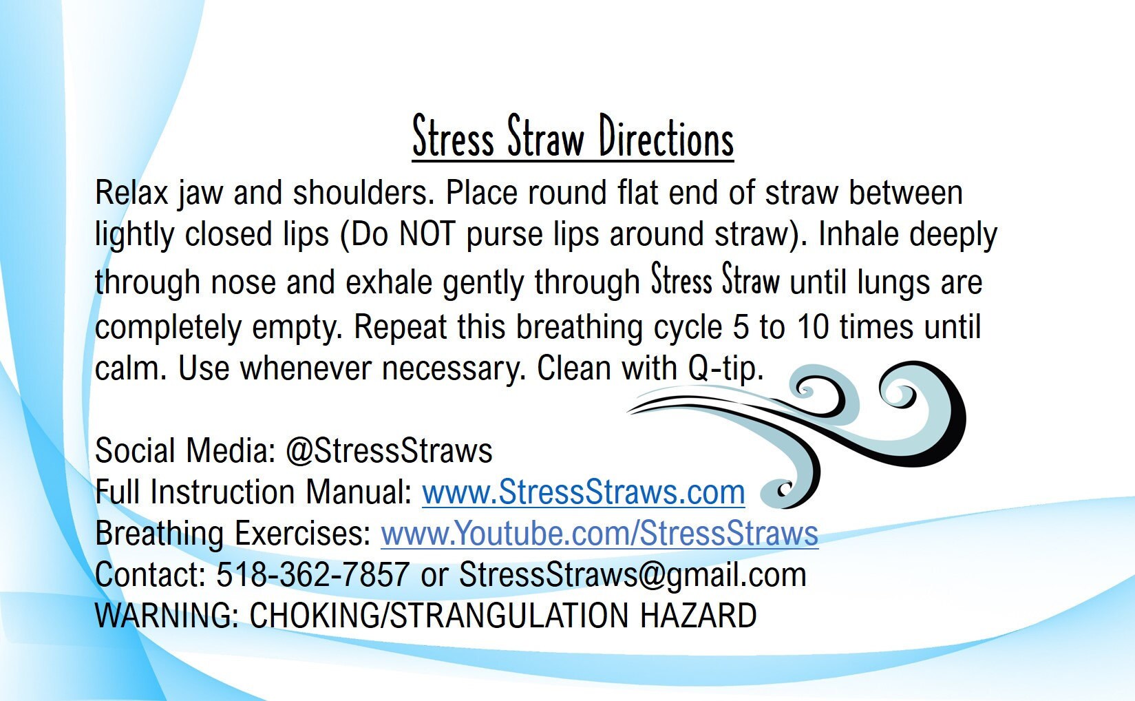 Directions for straw breathing exercise