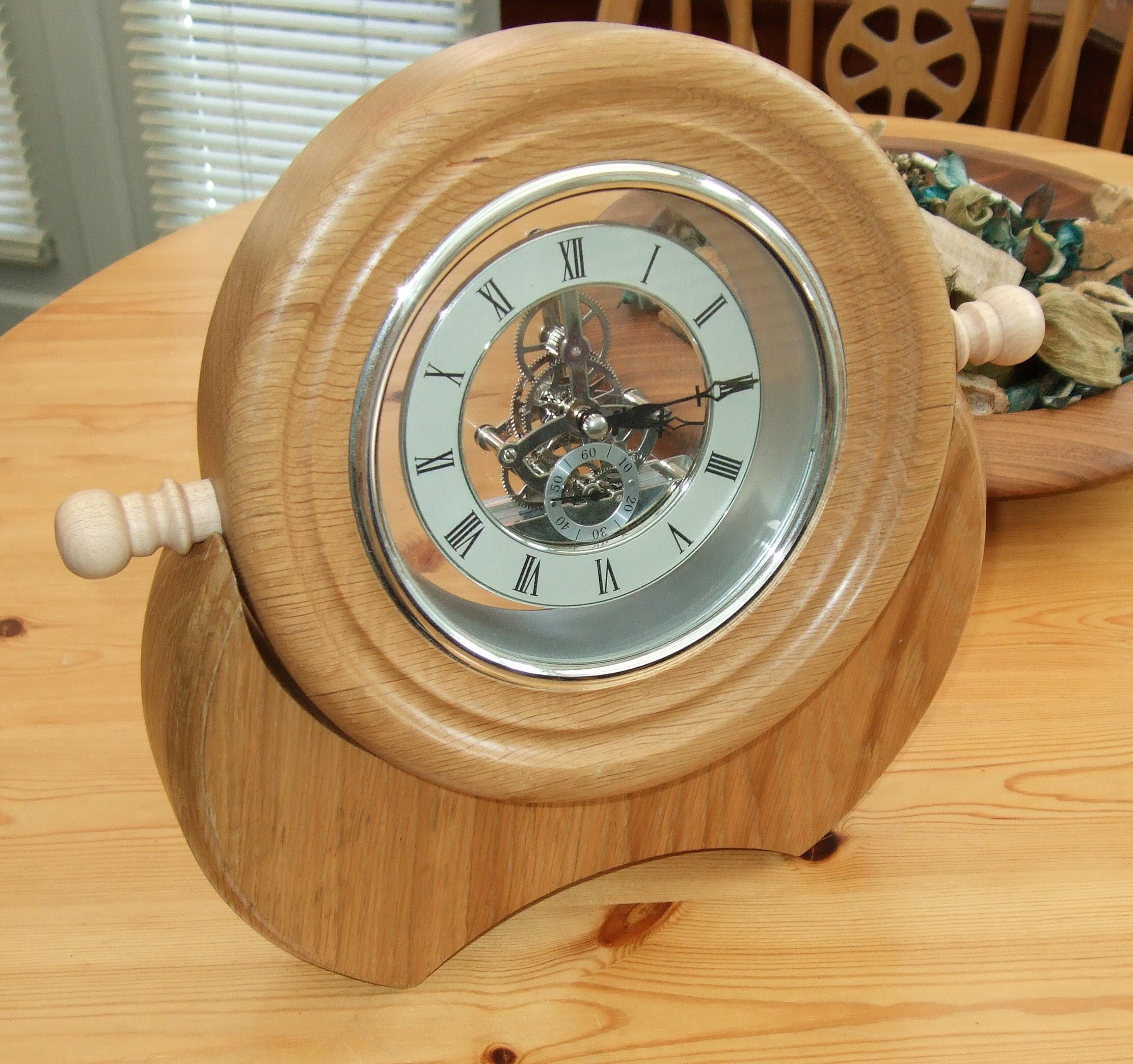 Oak skeleton clock