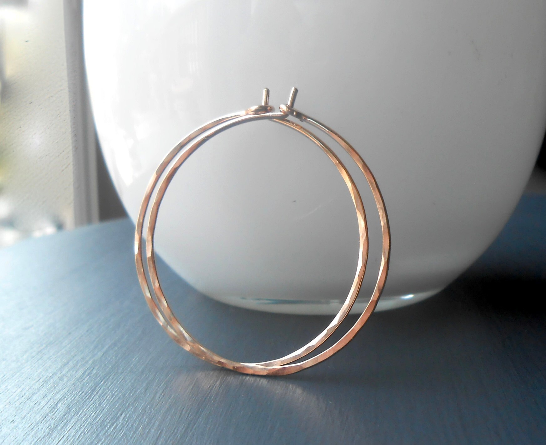 handmade hammered gold hoop earrings, wire hoops