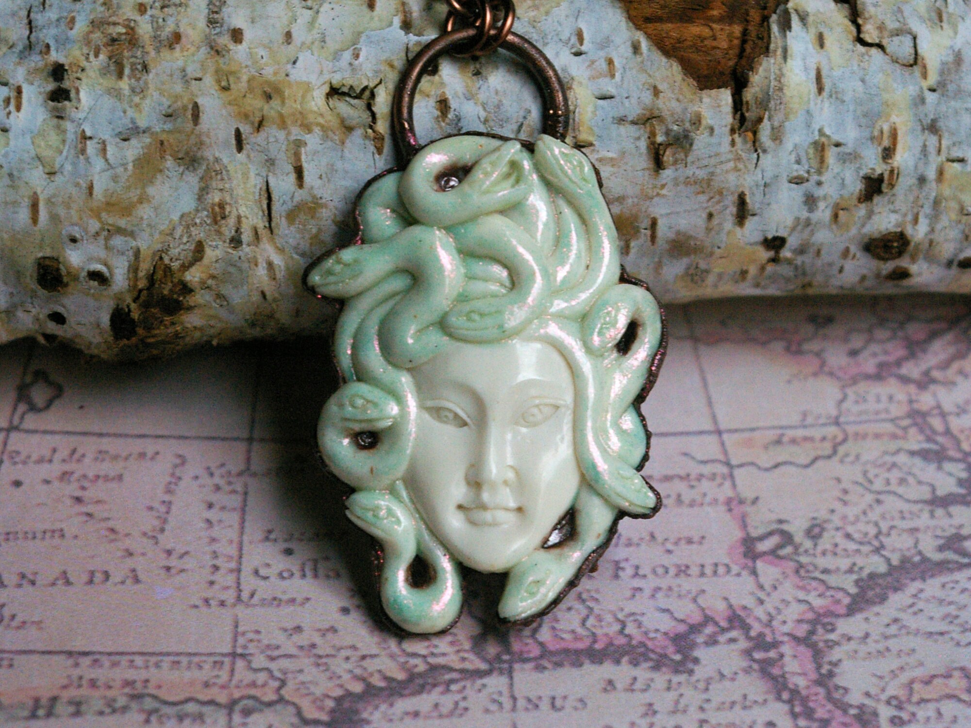 Carved Bone Medusa