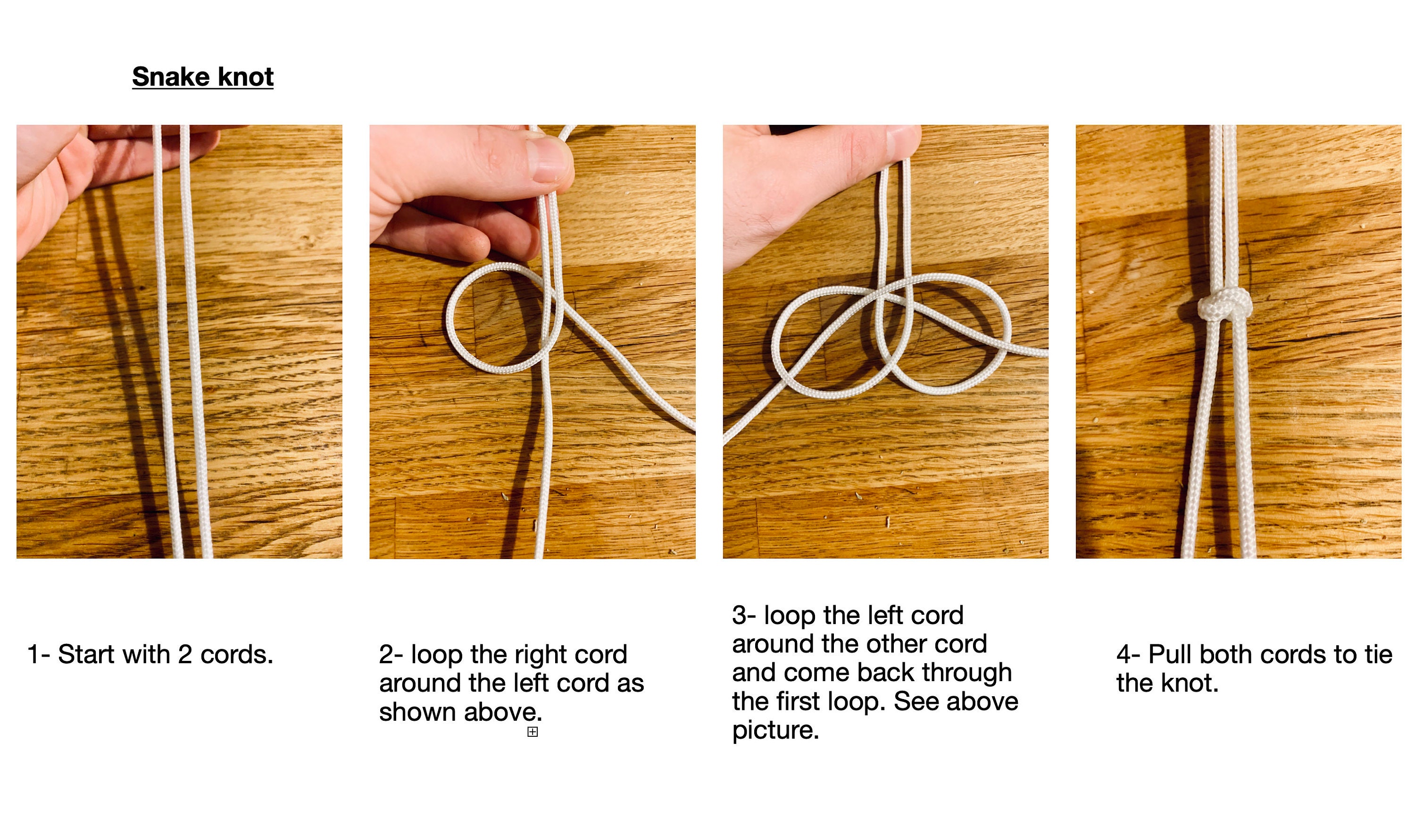 how to tie a snake knot