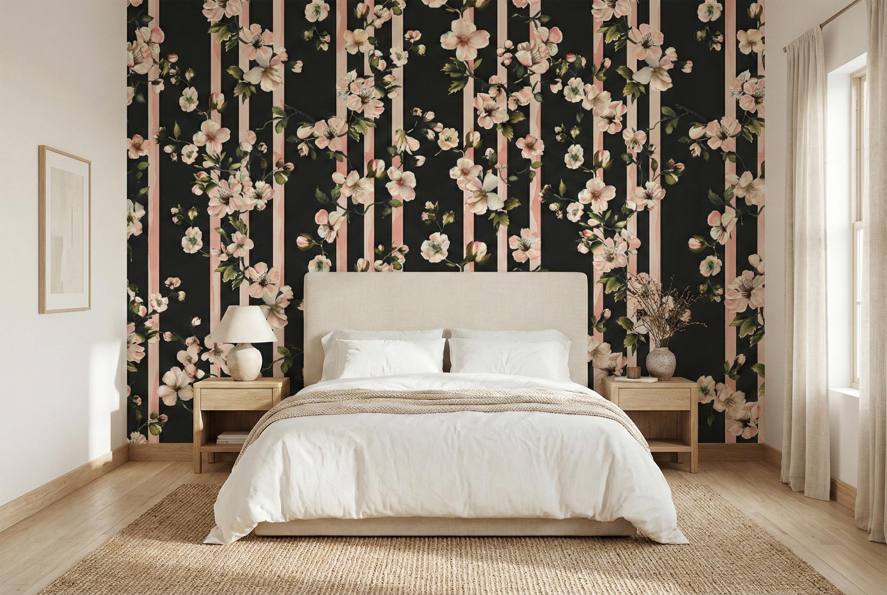 Vertical wallpaper pattern that makes ceiling look higher