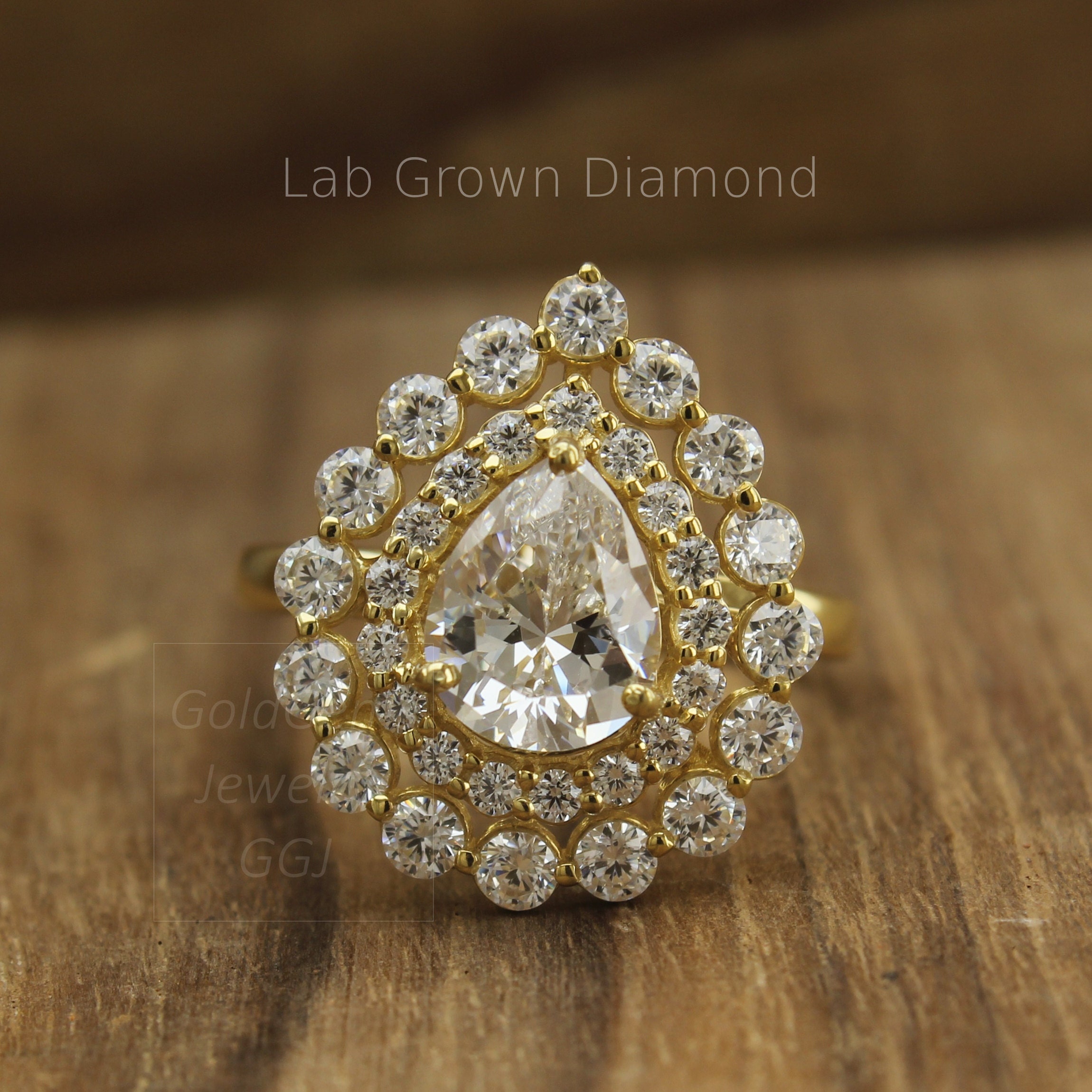 PEAR LAB DIAMOND ENGAGEMENT RING