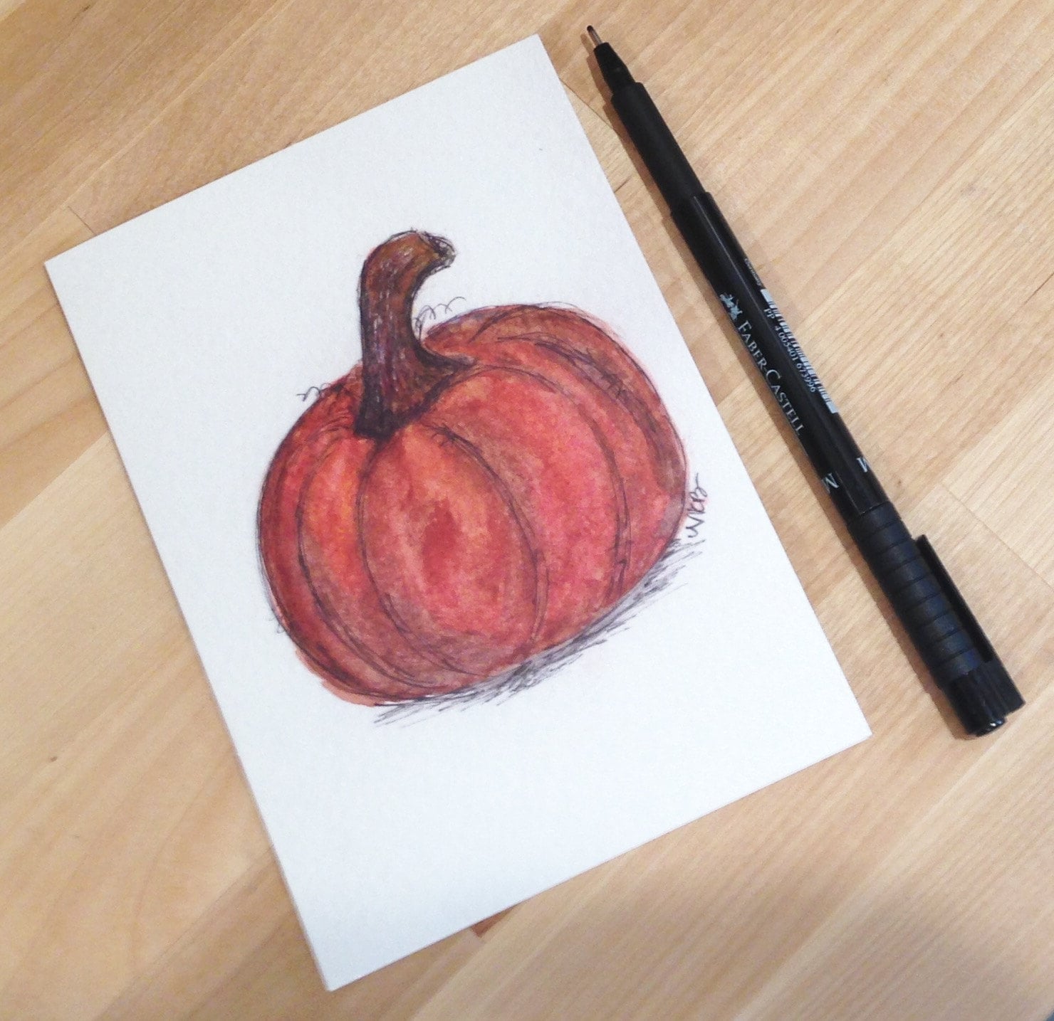 pumpkin illustration greeting card, Natalie Bradley art