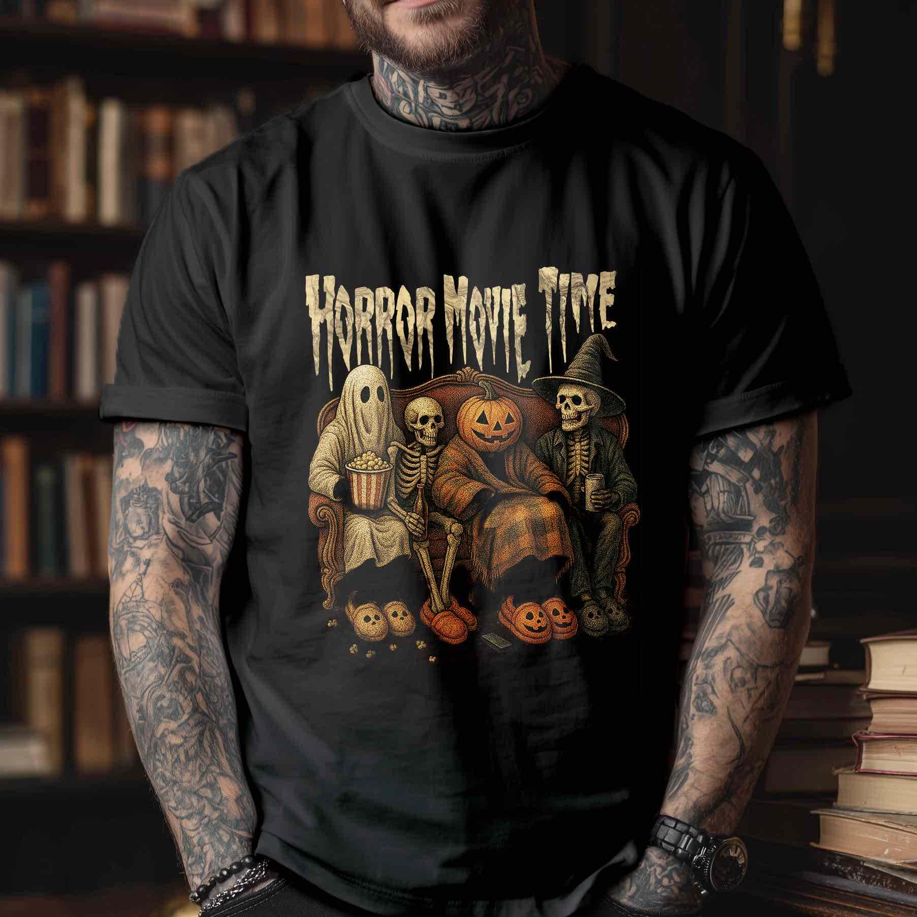 Horror Movie Time Gothic Halloween T-shirt black mockup