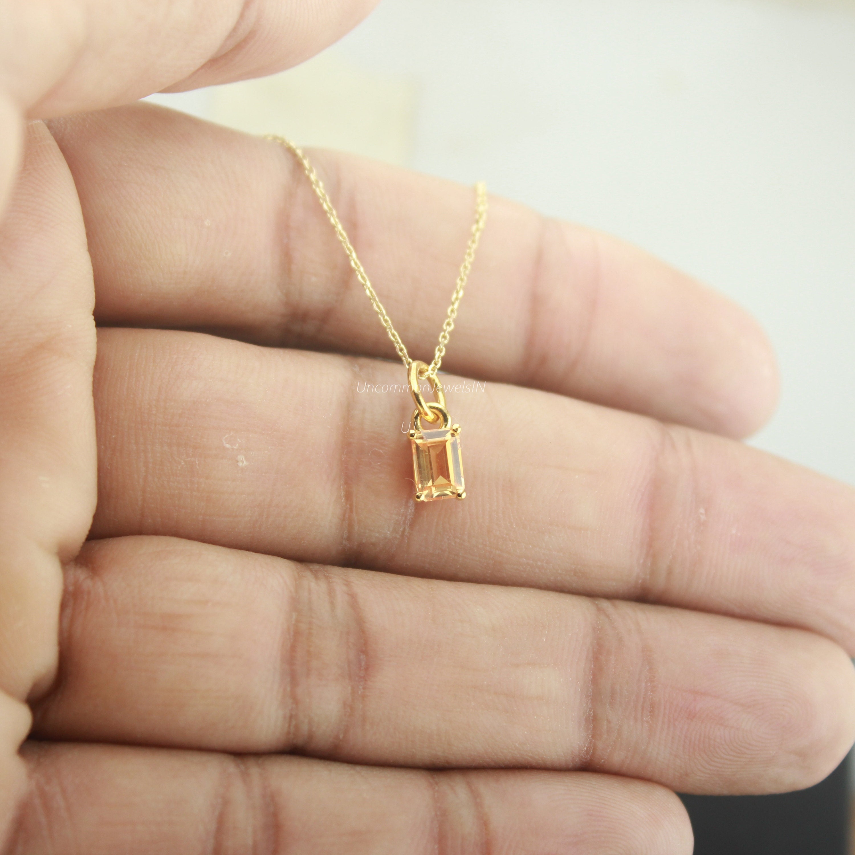 10k Solid Gold Lab Orange Sapphire Charm, Birthday Gifts, Tiny Sapphire Charm, Daily wear charms ,UncommonJewelsIN