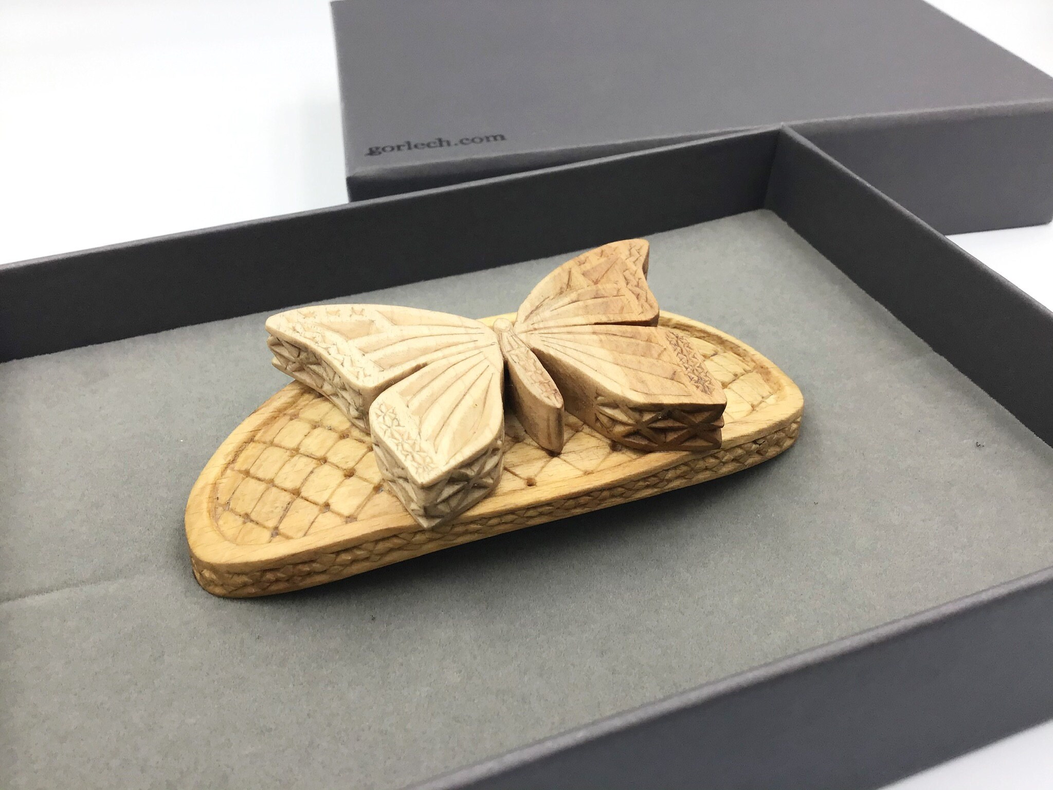 Butterfly hair barrette- hand carved - Gorlech UK