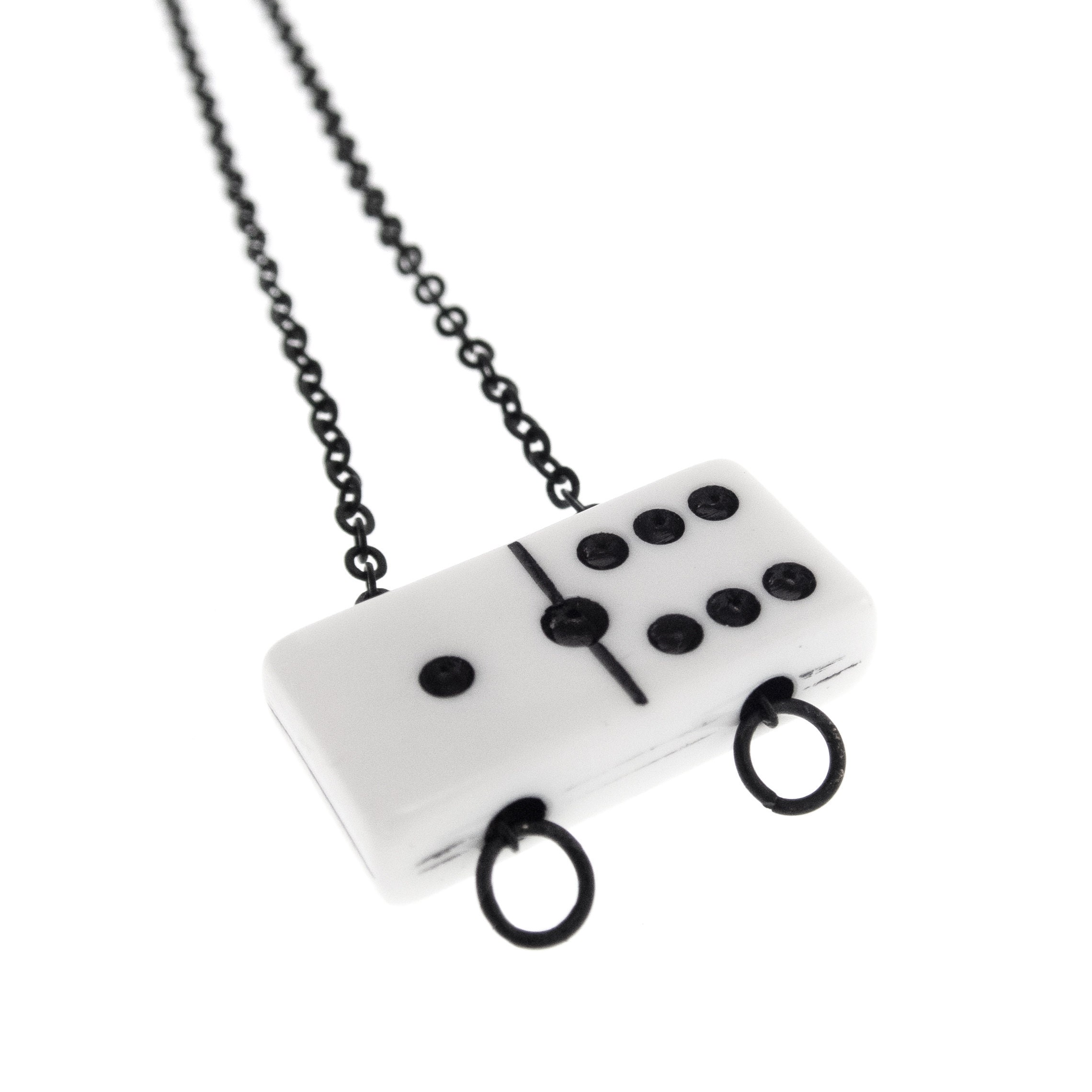handmade domino necklace with domino tile charm