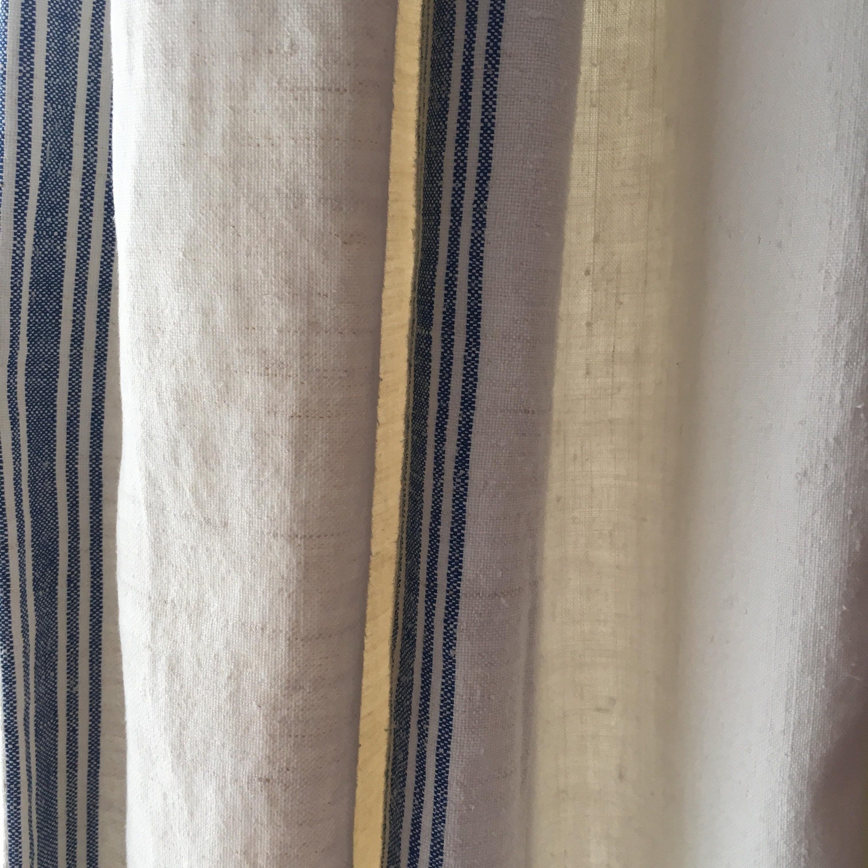 Stripes from a roll of vintage linen joined to a sheet