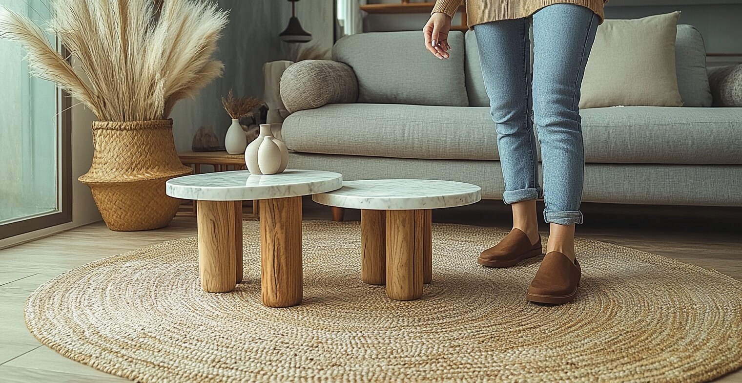 Two stylish tables mimic the look of a larger more expensive piece without breaking the bank