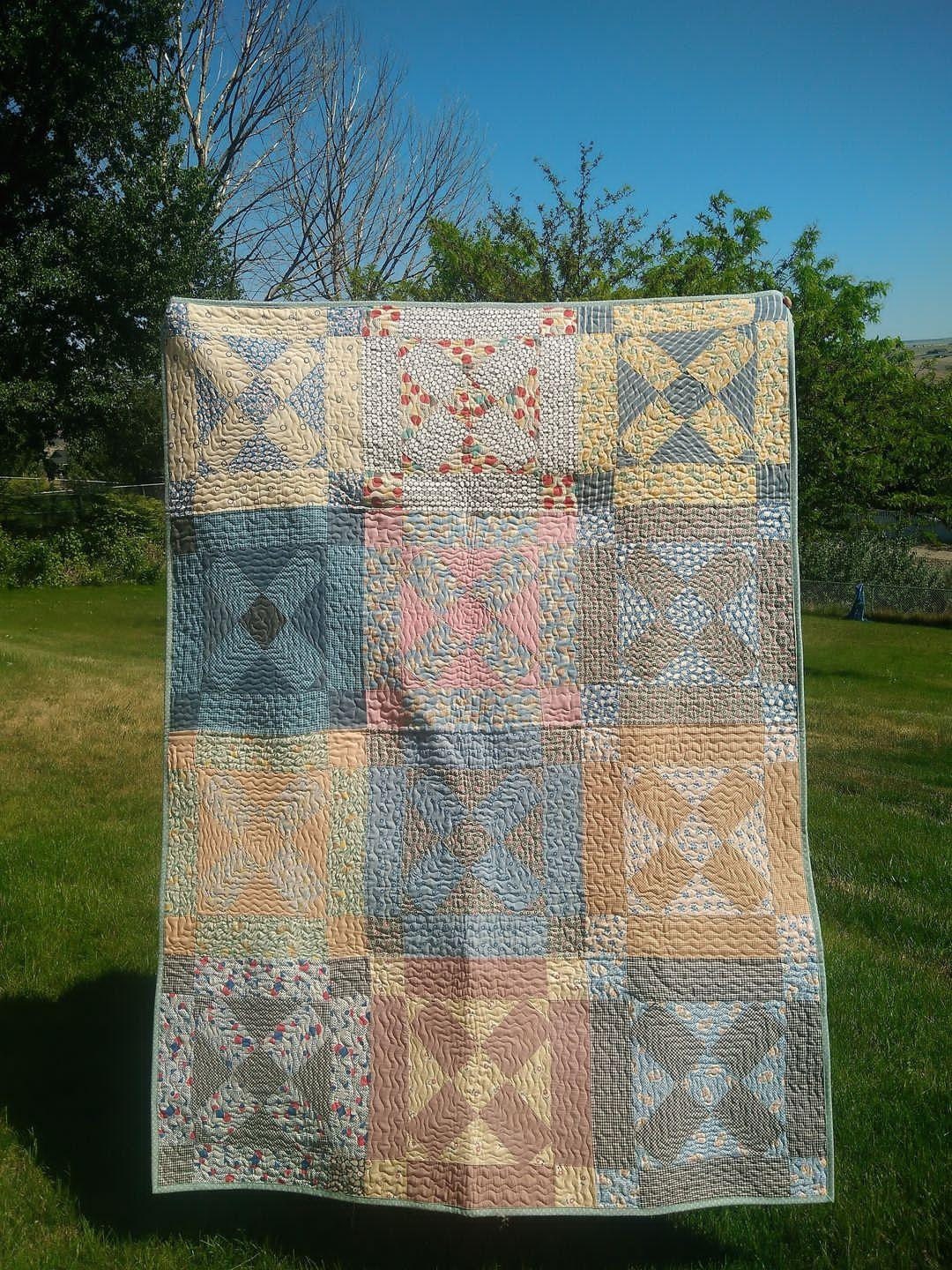 vintage quilt made of large blocks