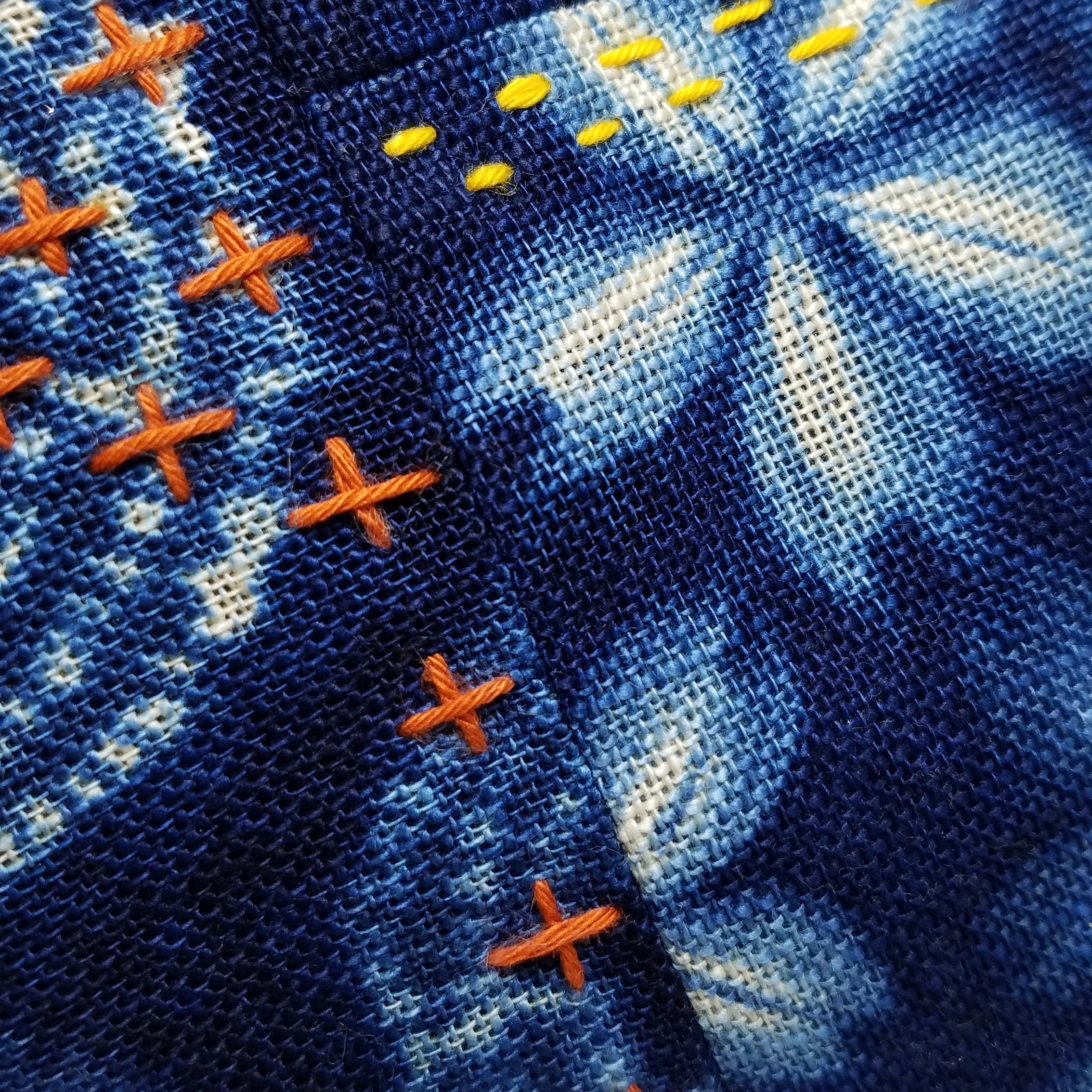 sashiko stitching on komebukuro