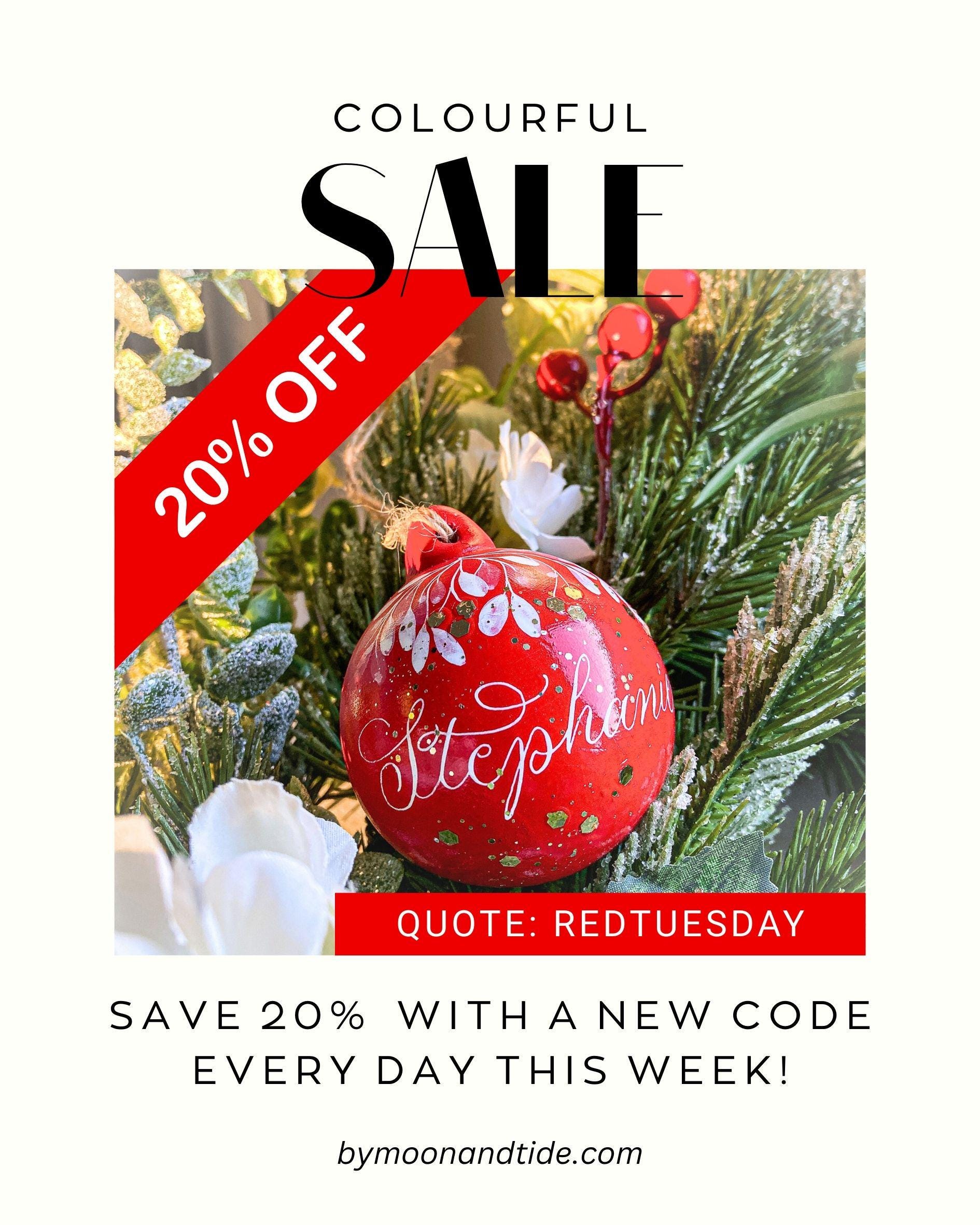 Calligraphy Christmas name bauble savings