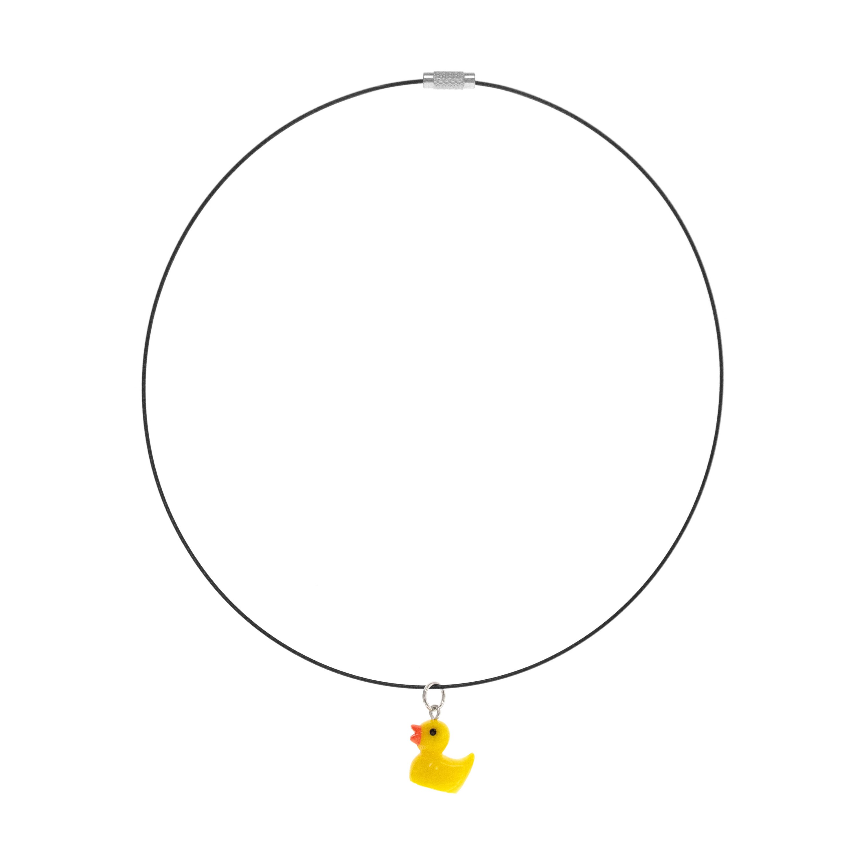 coding duck necklace with yellow rubber duck