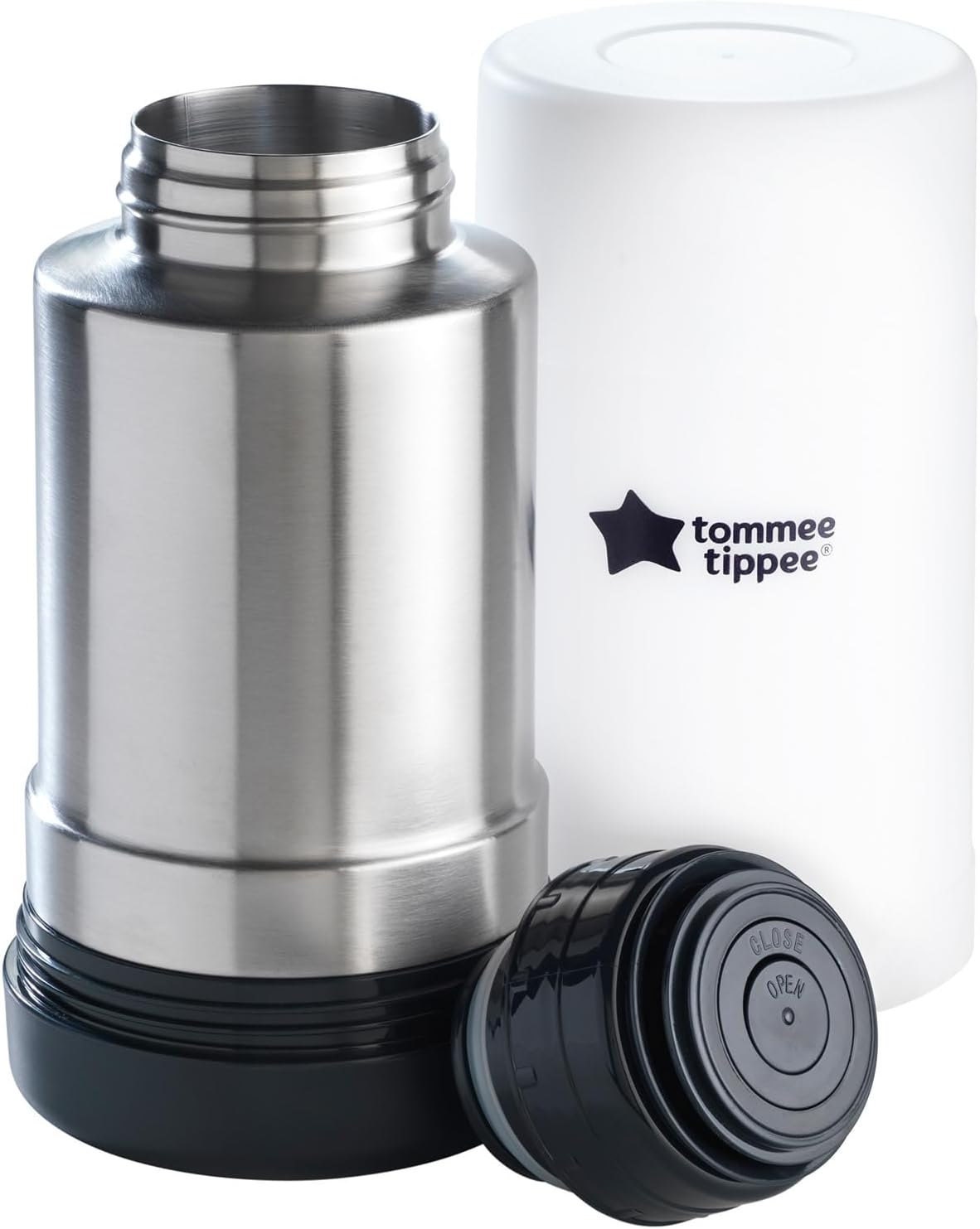 Tommee Tippee Closer to Nature Portable Travel Baby Bottle and Food Warmer, Ideal for Travel, Thermal Insulation, Stainless Steel Flask with Leak-Proof Lid