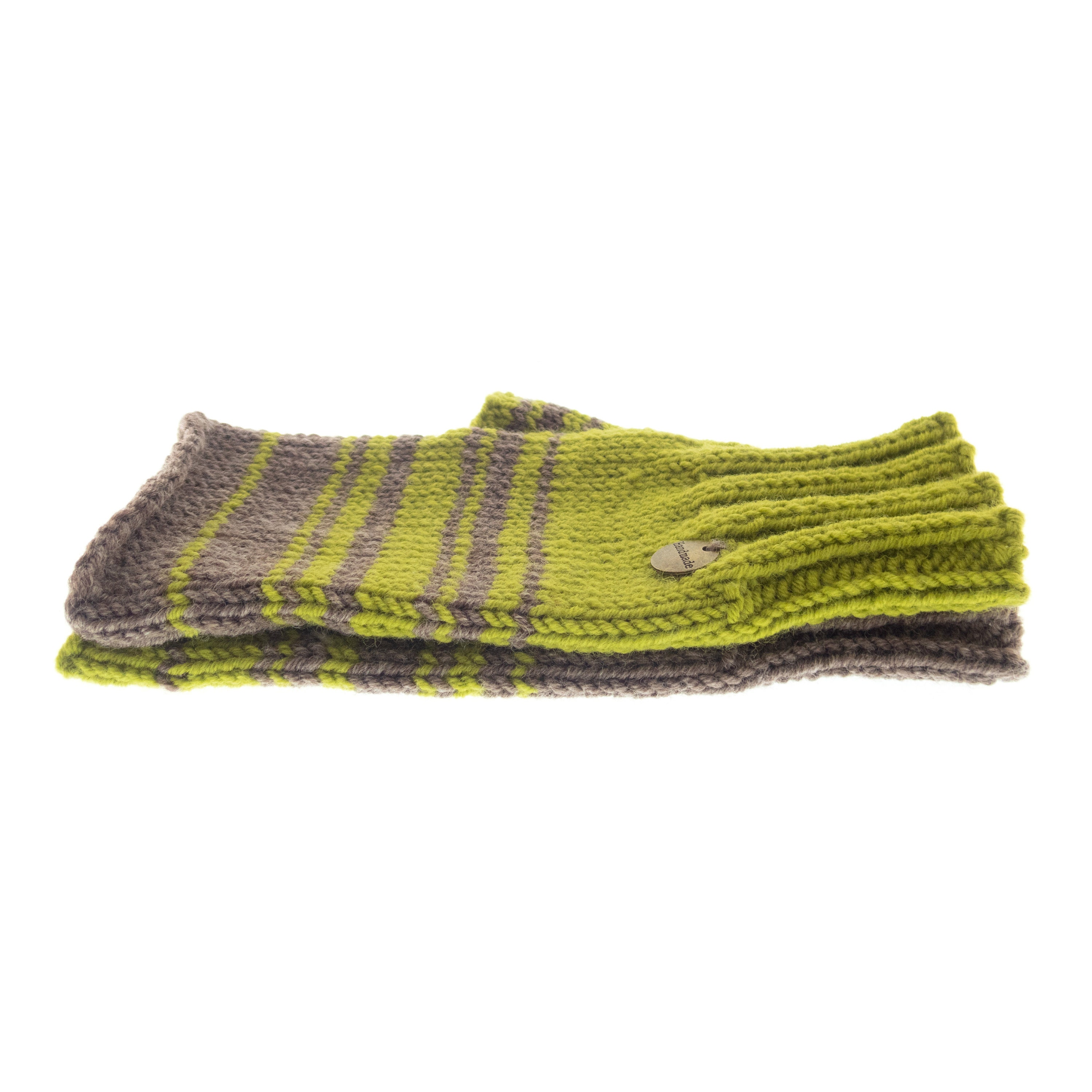 handmade gloves fingerless womens, crochet of brown & green cashmere