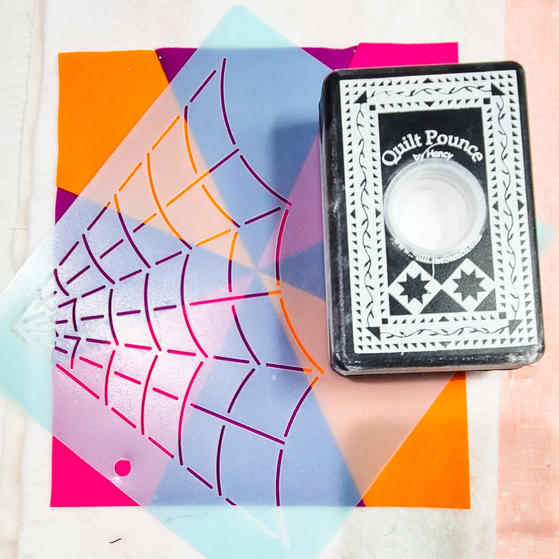 chalk, stencil quilt block