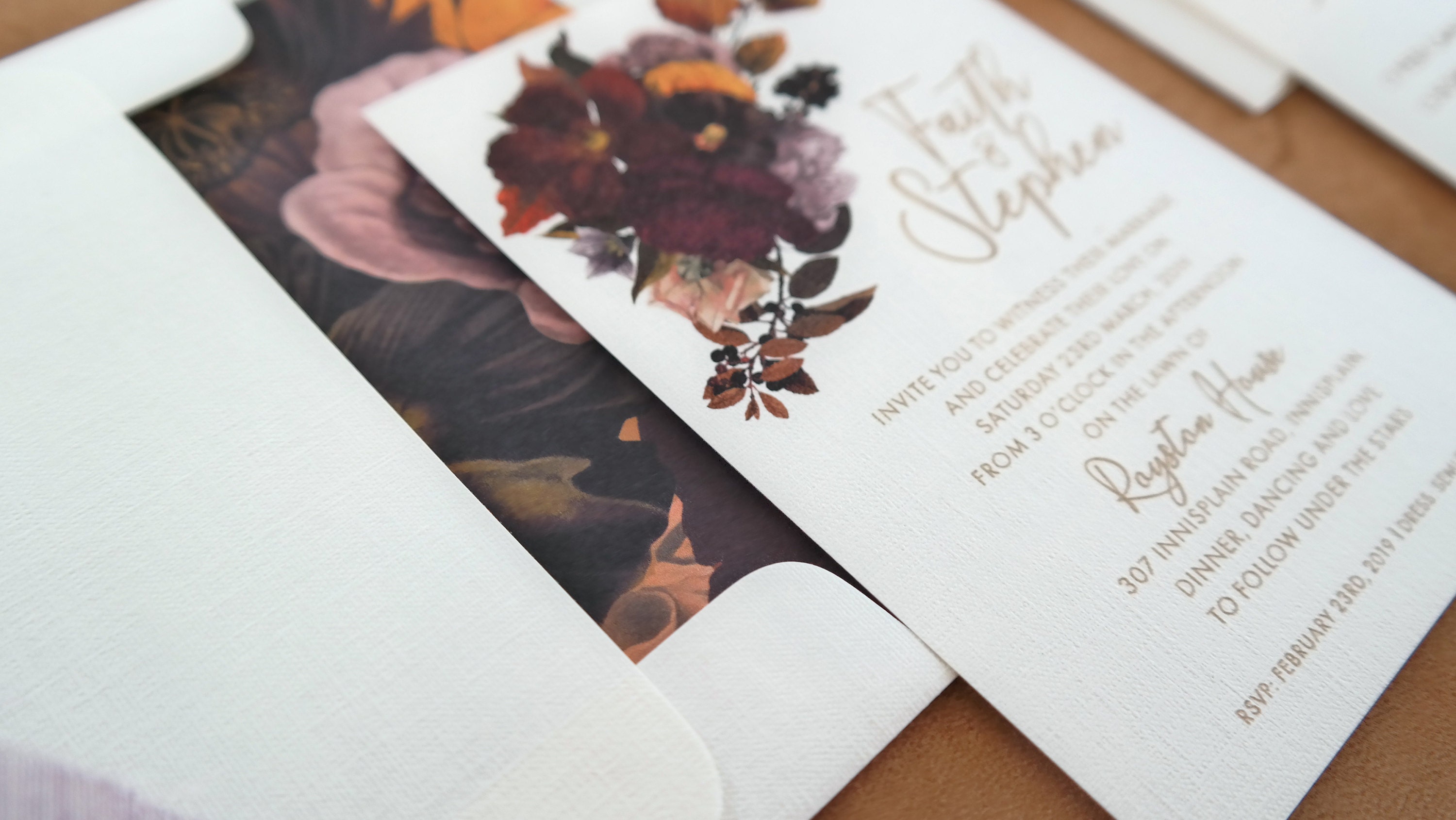 Laser engraved paper invitations