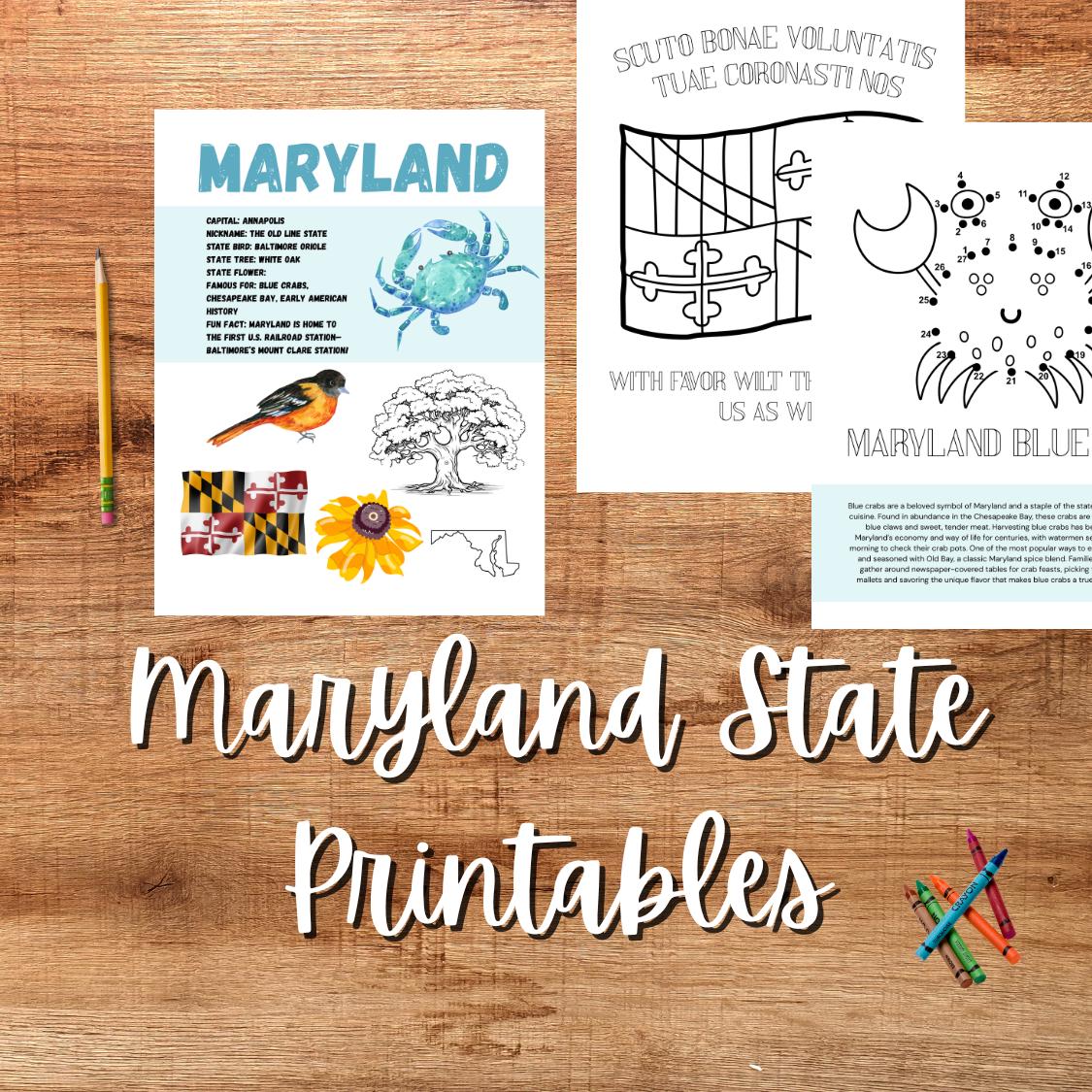 maryland state fact printable kids