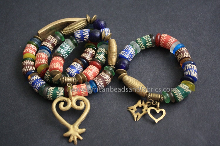 Ghana traditional wedding headpiece and bracelet