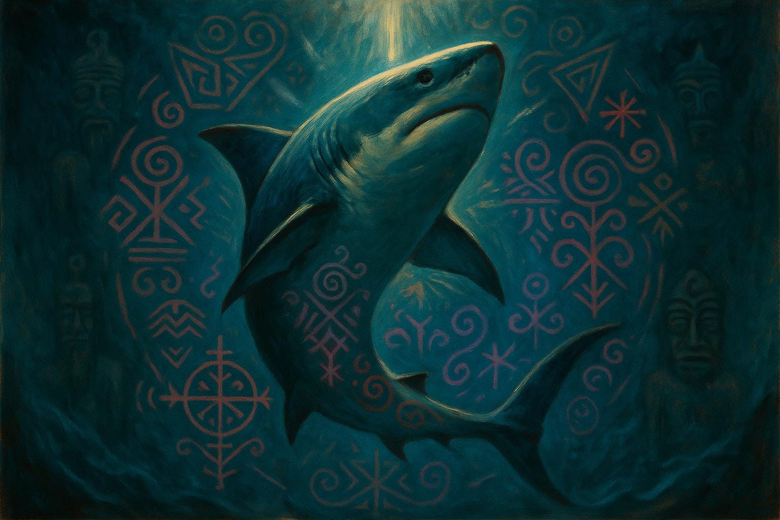 Illustration requin totem by Sora