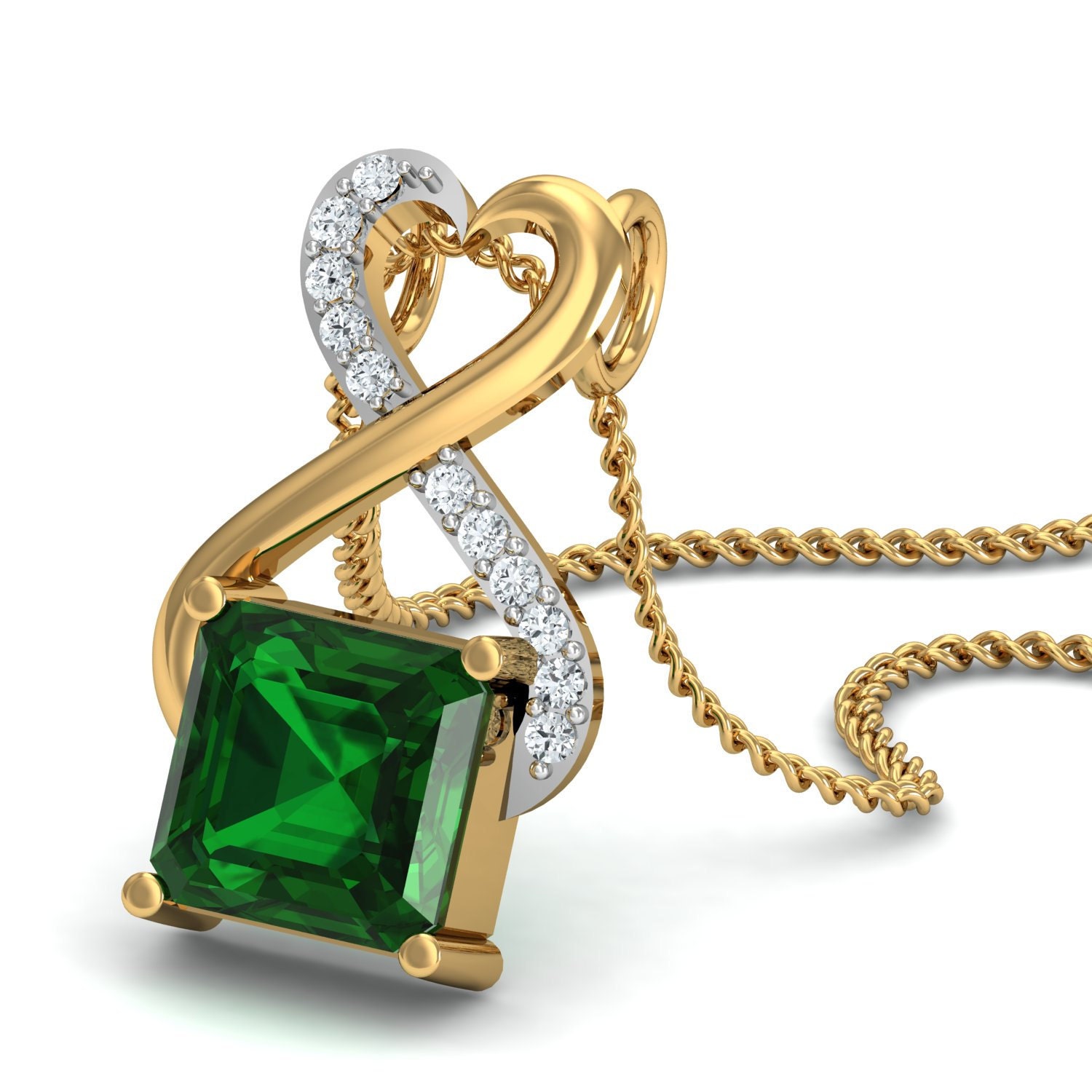 Diamond Emerald Pendant by Gem Select Crafts