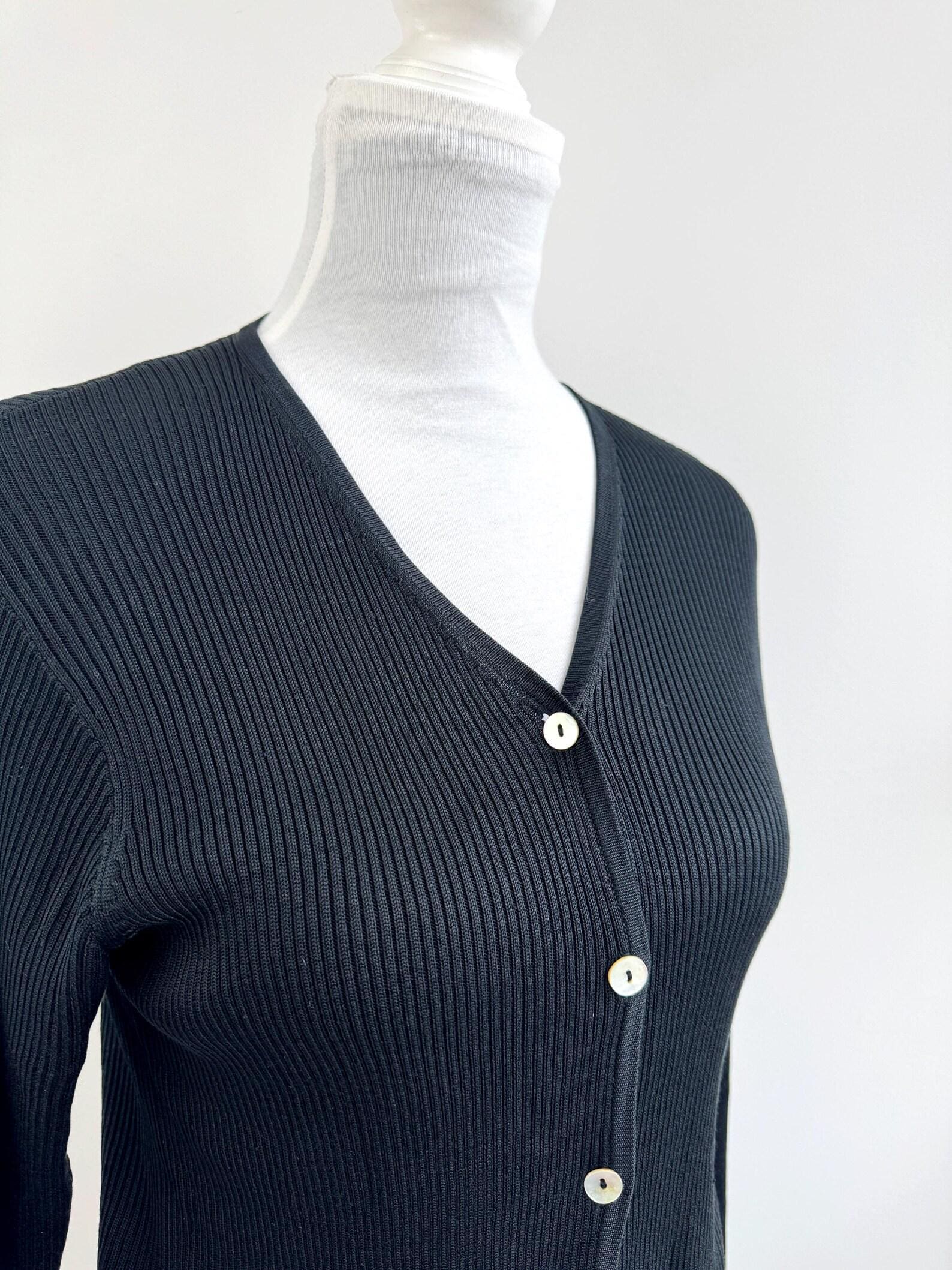 Black Silk Cardigan with mother of pearl buttons