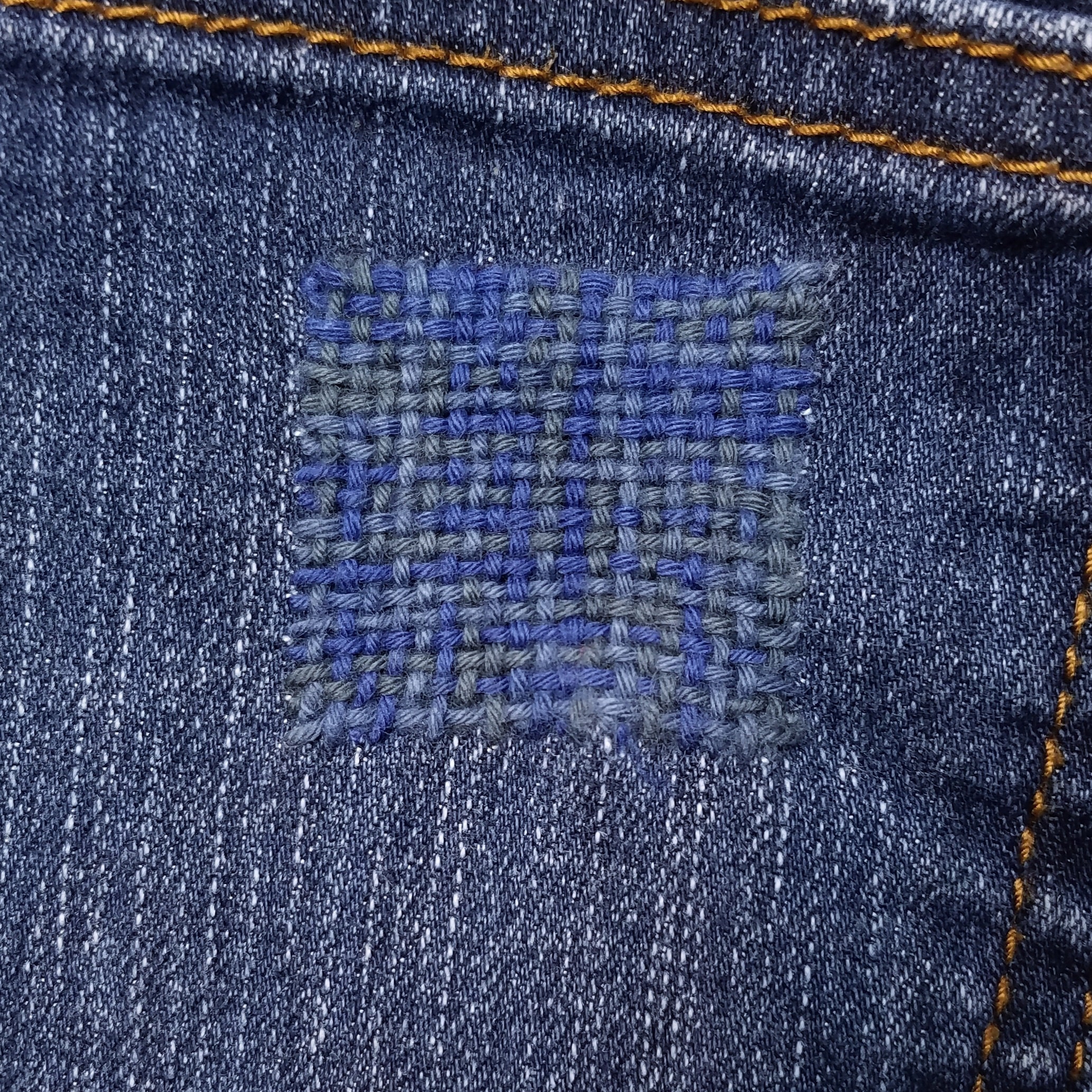 woven patch on denim