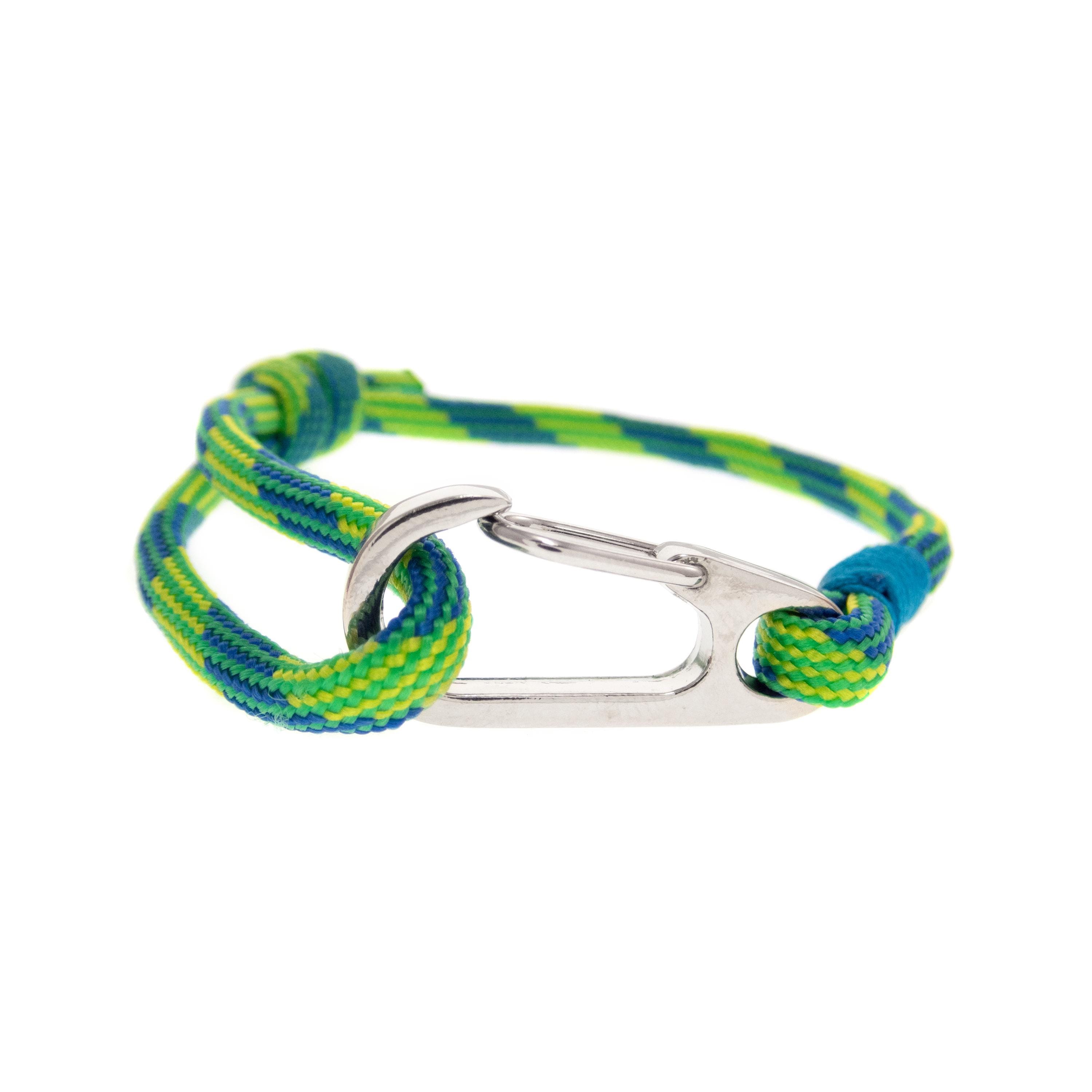 Mens adjustable cord bracelet featuring a sleek carabiner closure for everyday minimalist style.
