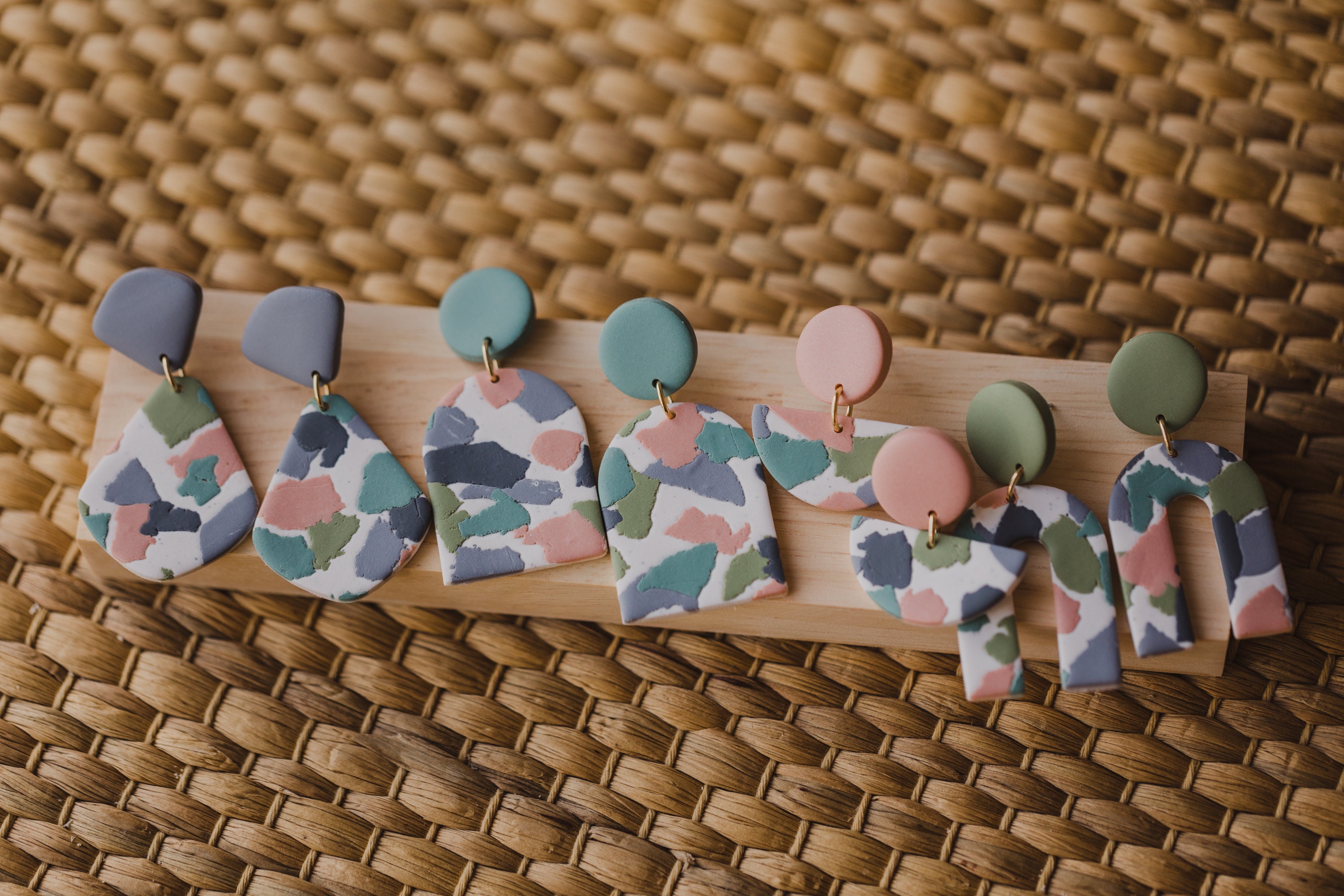 Terrazzo Polymer Clay Ohrringe