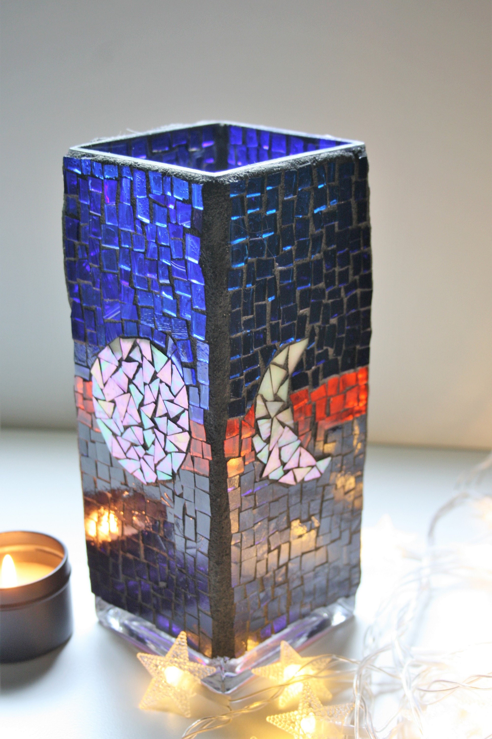 Mosaic Stained Glass Vase, Moon Phases, Phases of the Moon, Bohemian Style, Hippie Art, Celestial, Wedding, Anniversary, Birthday, Christmas Sold Out Mosaic Stained Glass Vase, Moon Phases, Phases of the Moon, Bohemian Style, Hippie Art, Celestial, Wedding, Anniversary, Birthday, Christmas