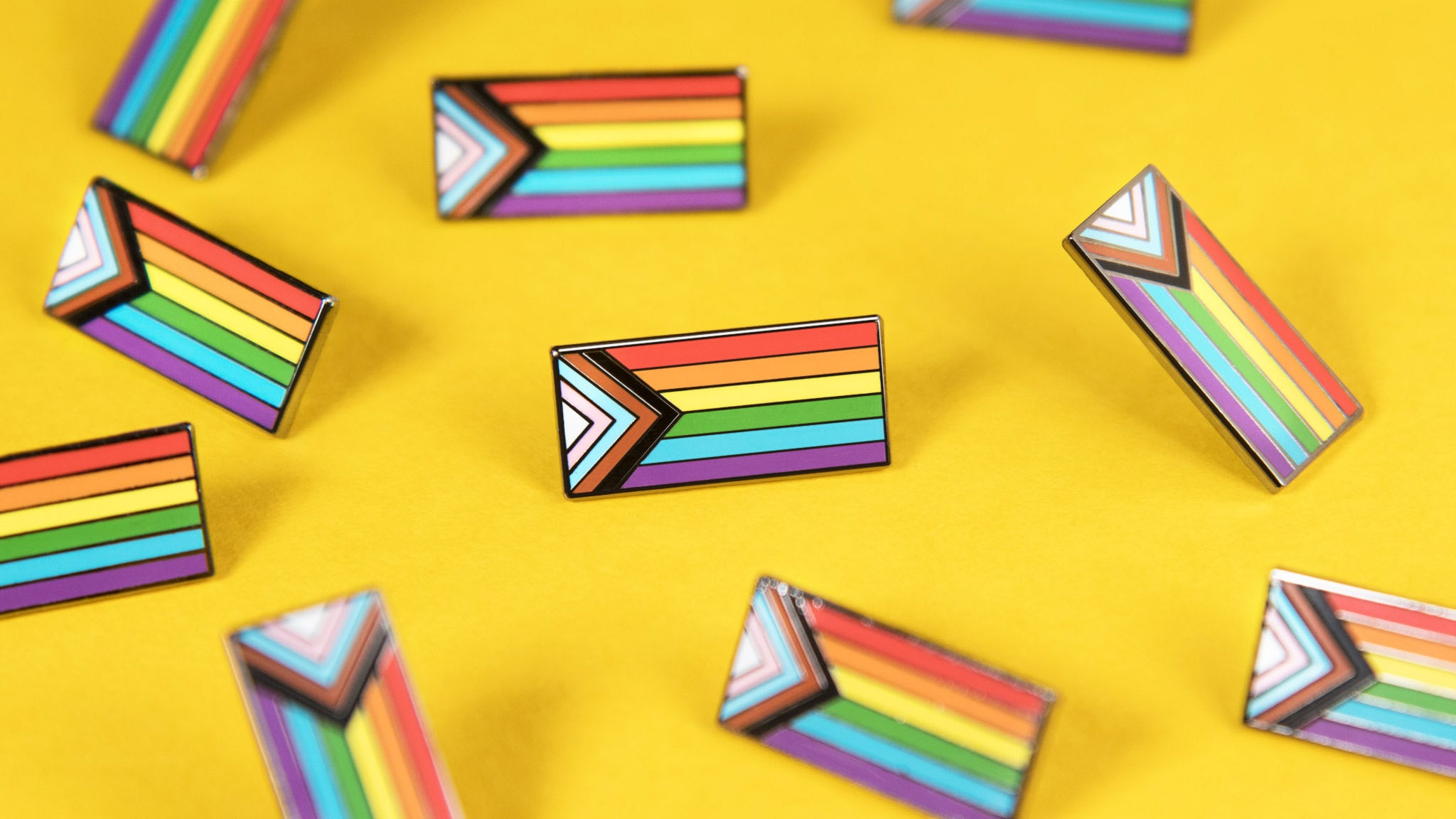 Progress Pride Rainbow Flag Gay Pride Accessory Enamel Pin