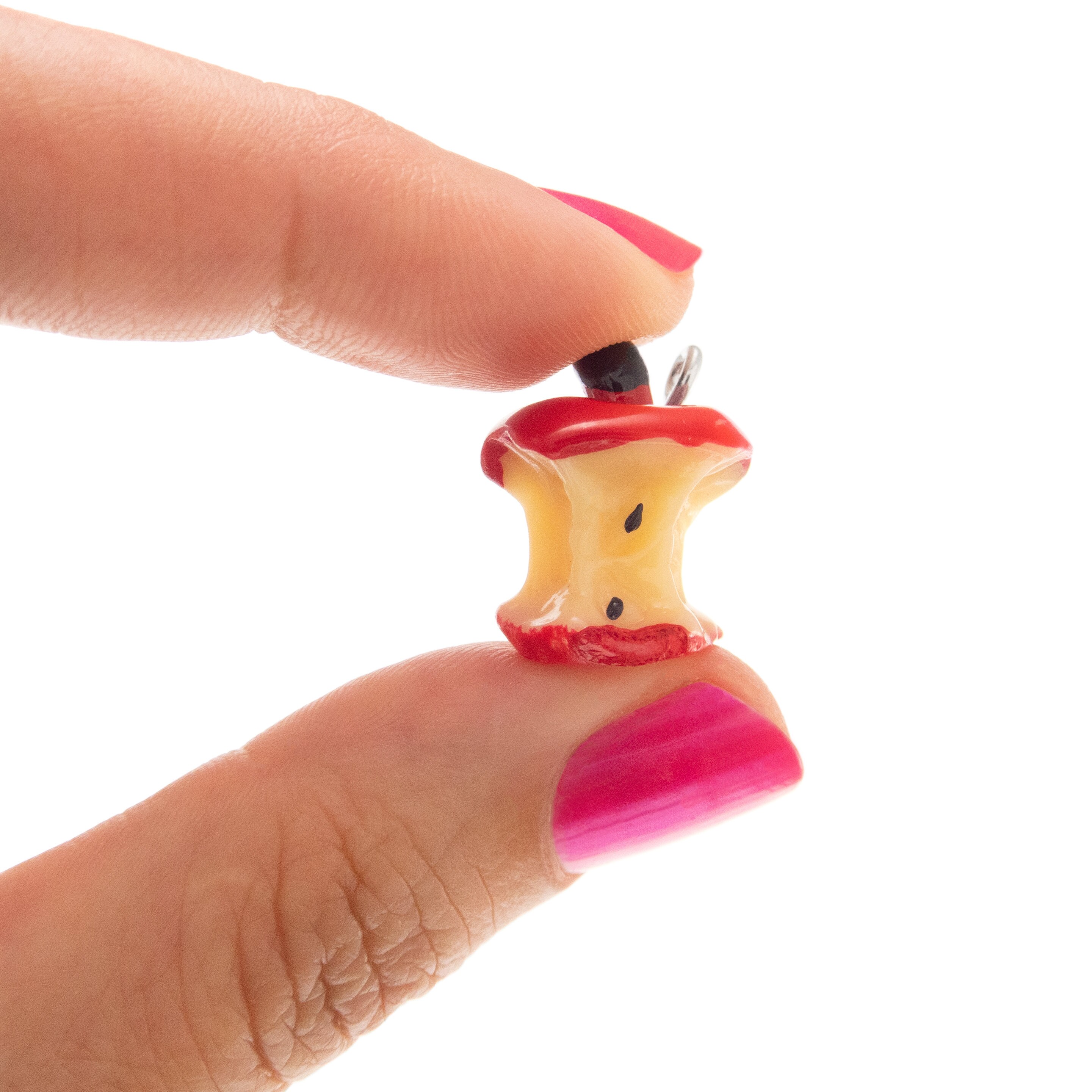 Eaten Apple Necklace. Good Presents for Vegetarians. Red Bitten Apple Shaped Statement Necklace with Charm. Best Gifts for Vegans Birthday