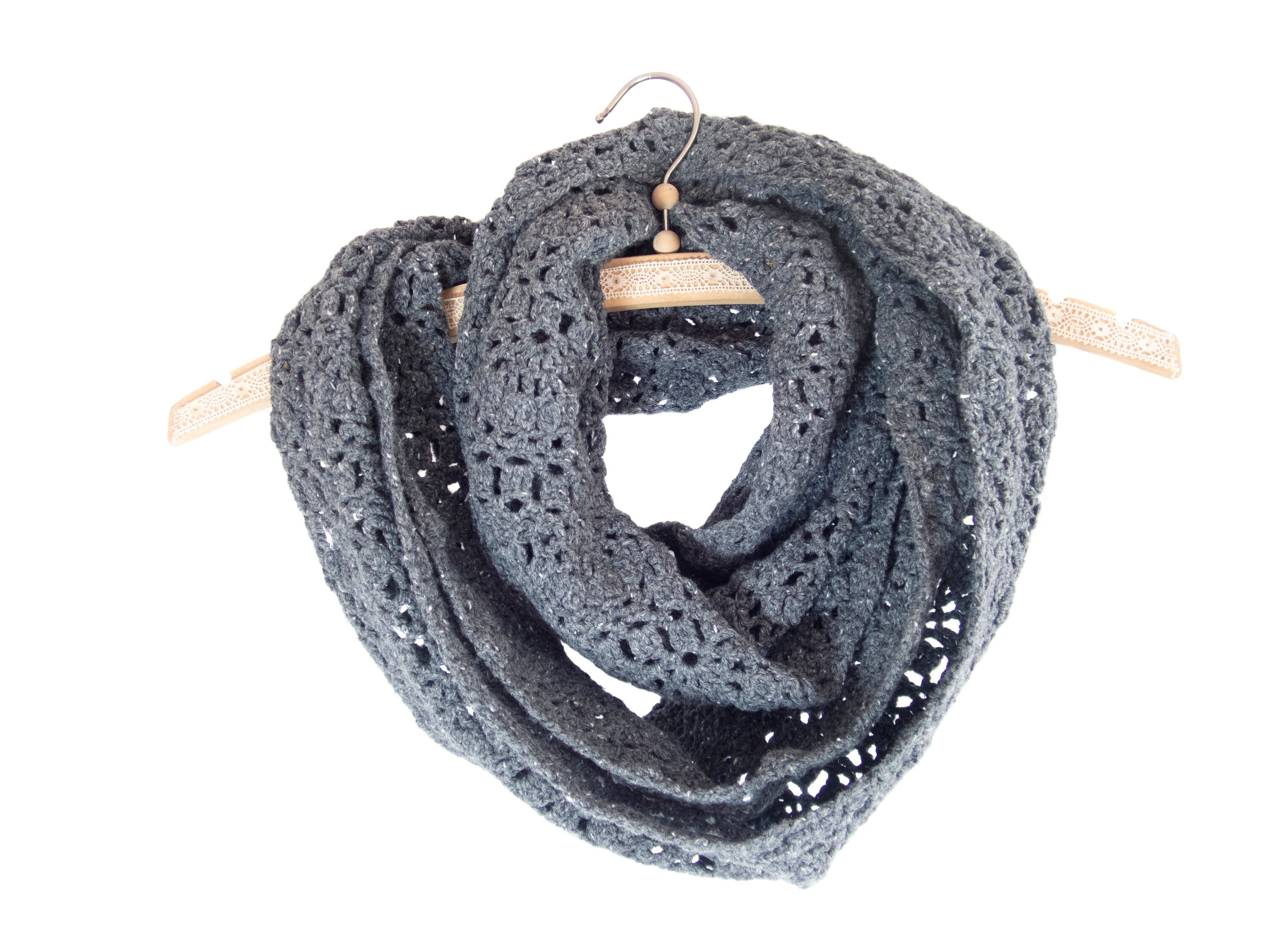 Scarf Knitted for Women grey circle scarf infinity