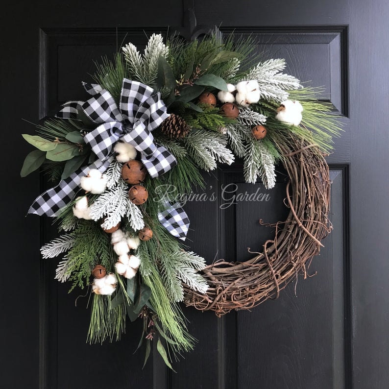 Buffalo Plaid and Pine Christmas Wreath