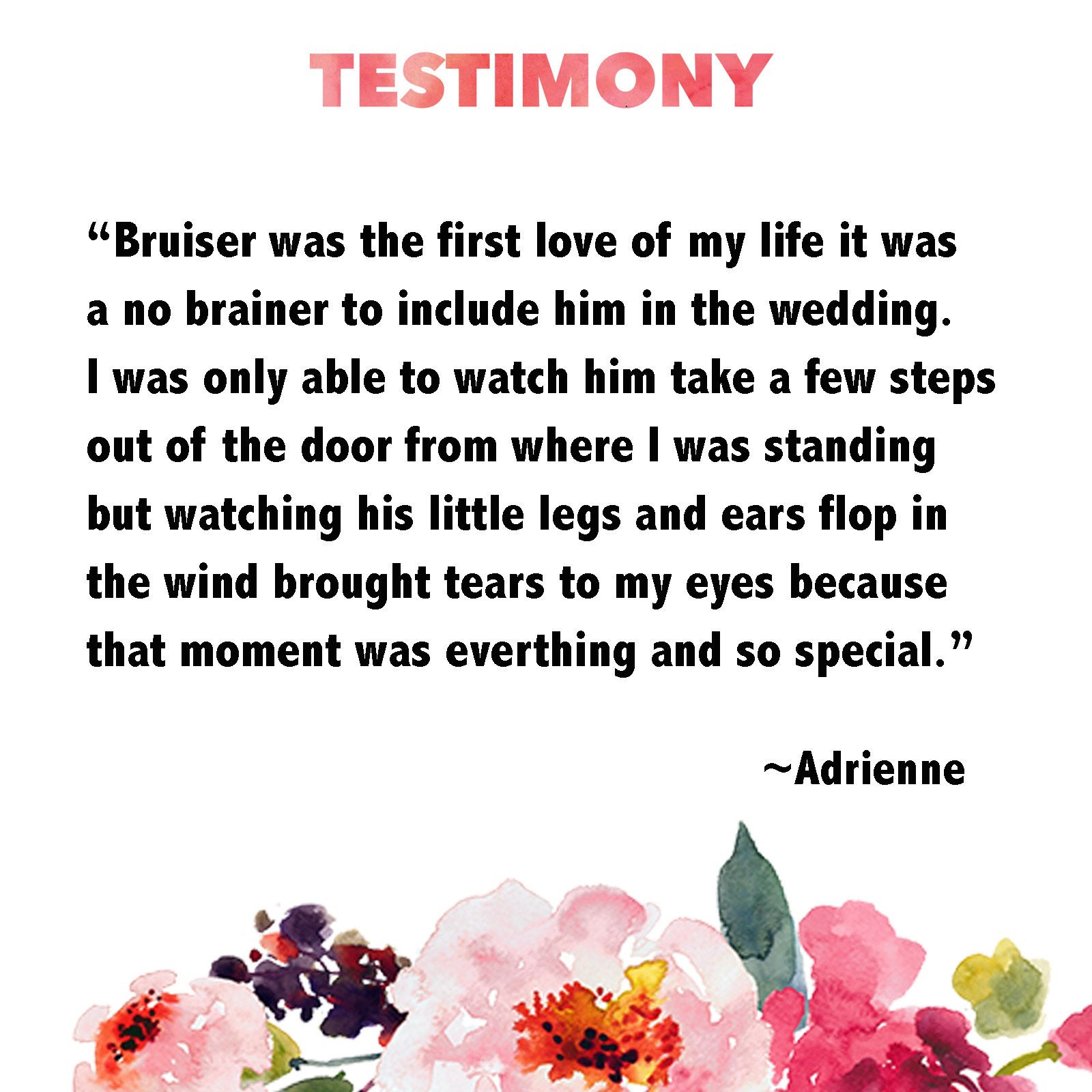 Including Dog in Wedding Testimony