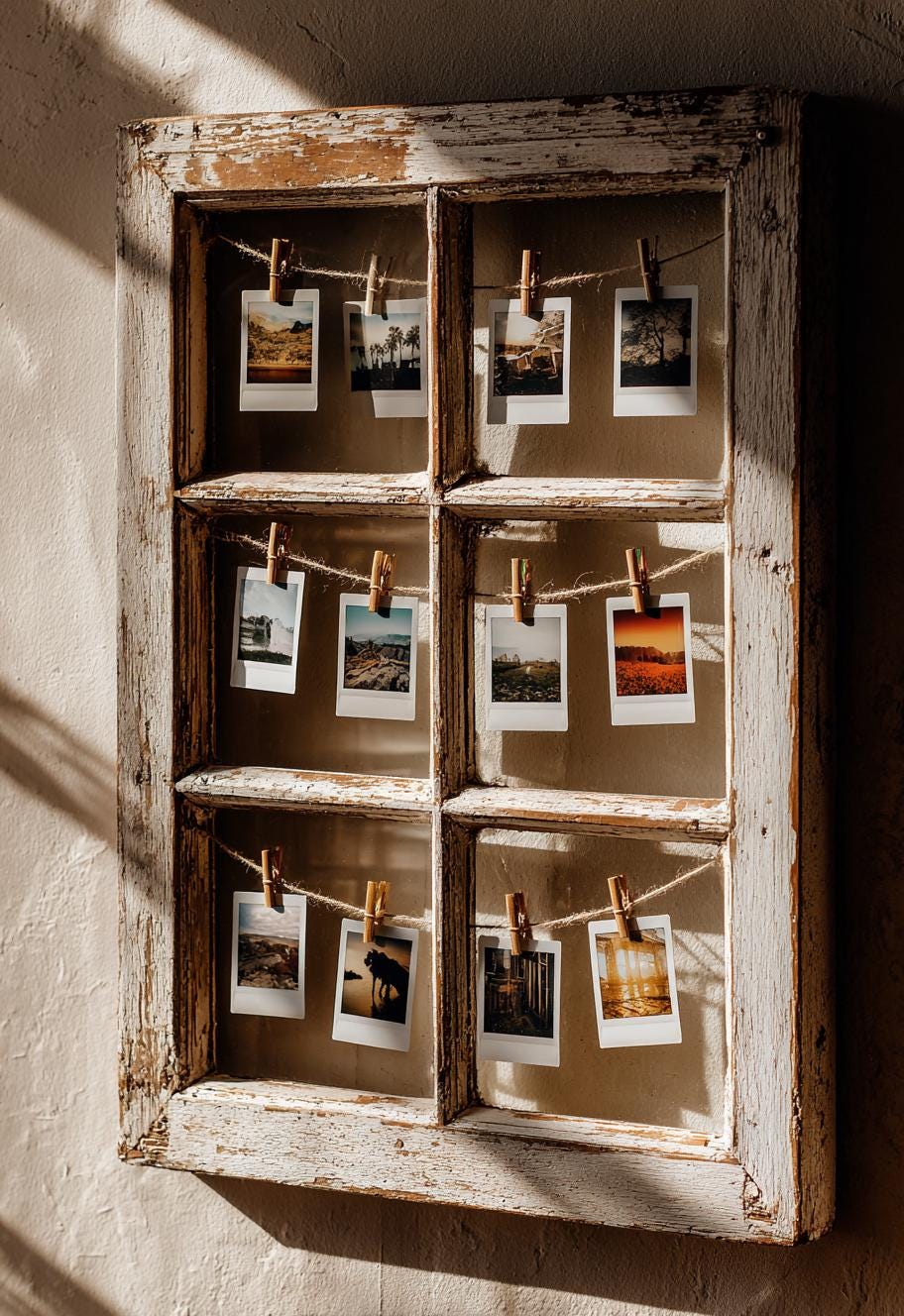 An old French Chateux Window re-purposed as a picture frame