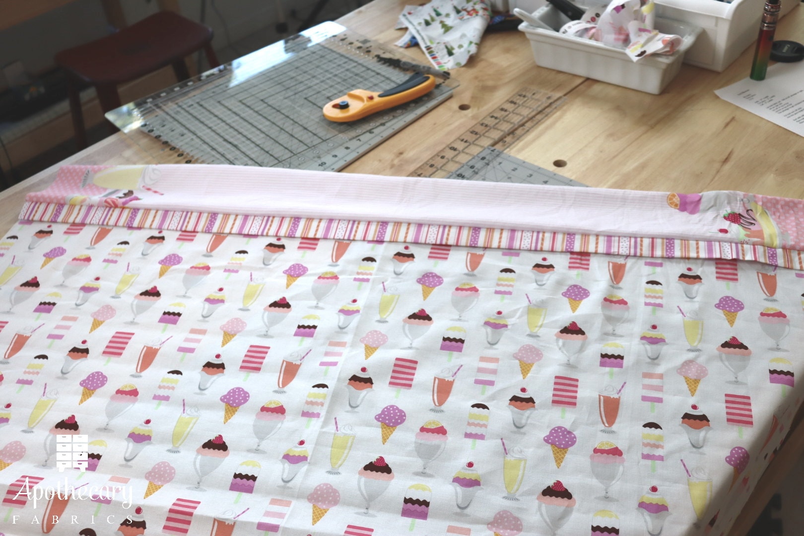 Pillowcase laid out flat with the right side facing upwards.