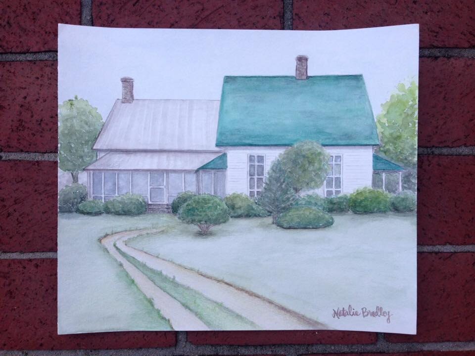 home watercolor illustration by Natalie Bradley