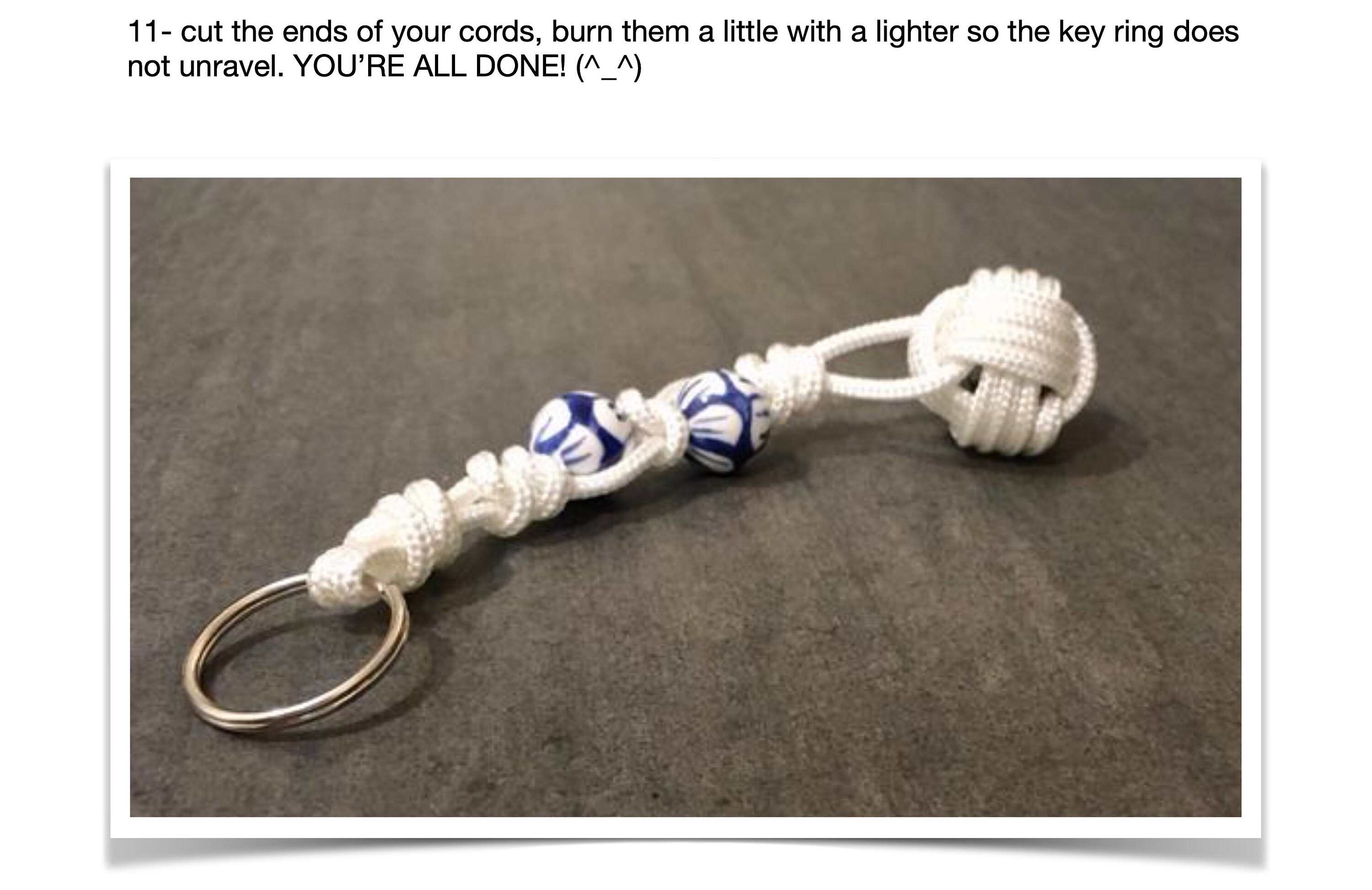 step by step macrame key ring