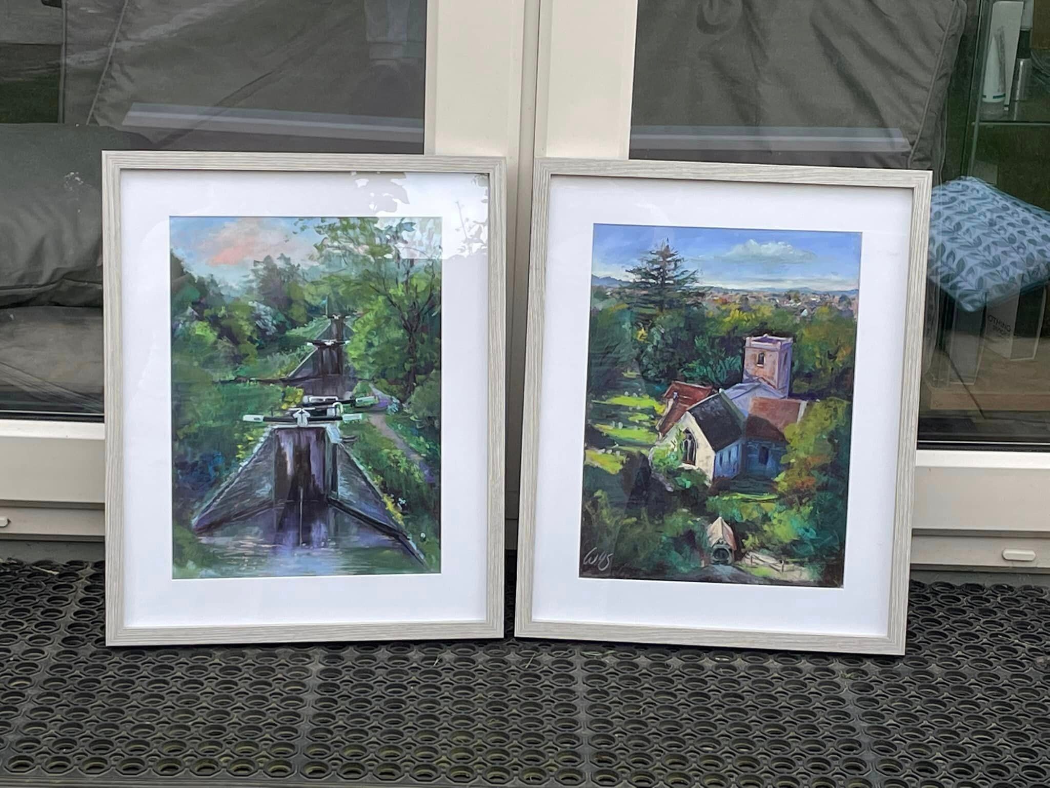 Pastel paintings in a frame