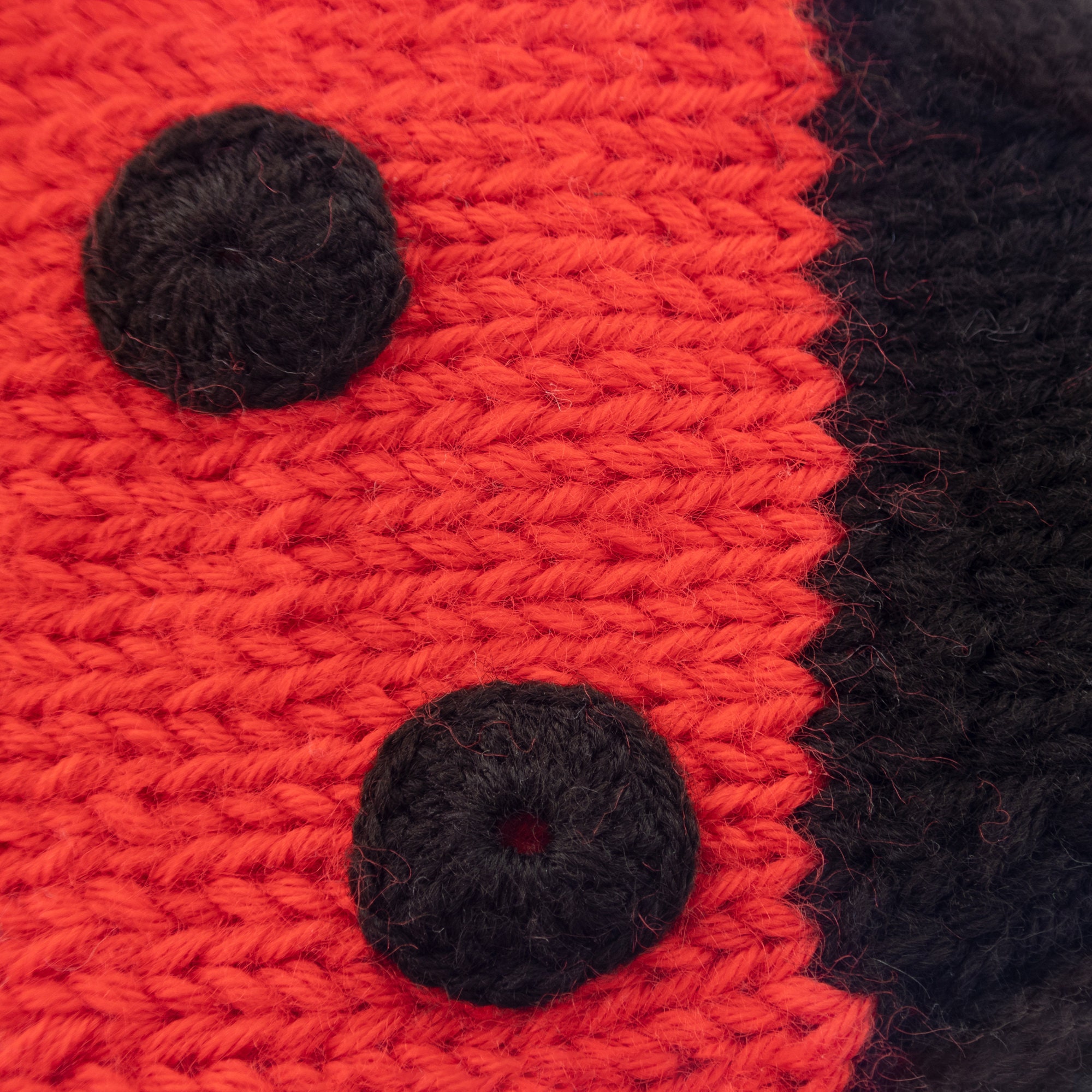 adults mittens, warm knitted winter mitts with ladybug theme