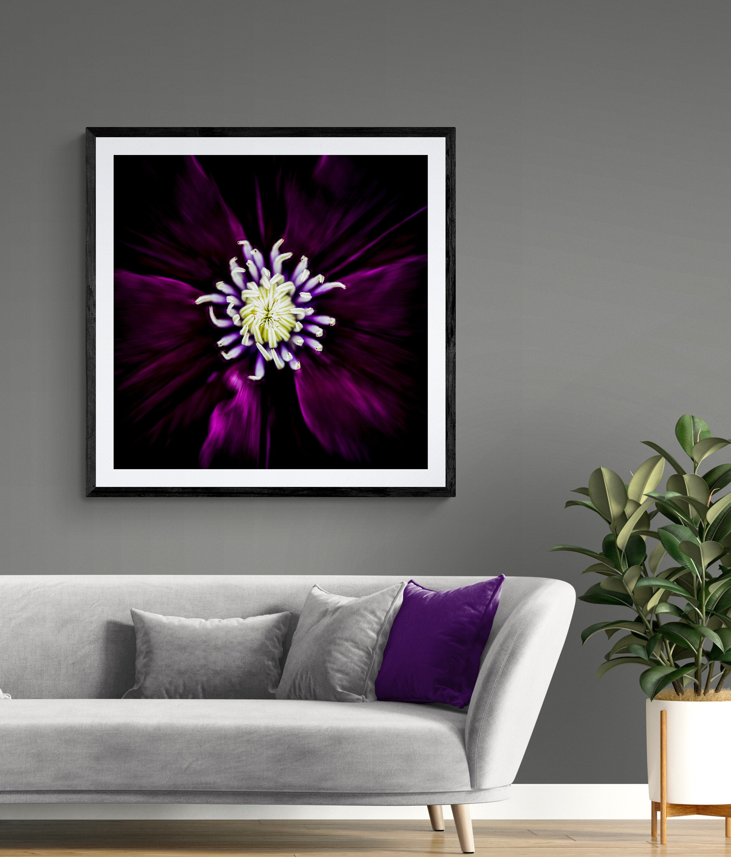 dark purple limited edition floral wall art by deborah pendell on www.deborahpendellfineart.com